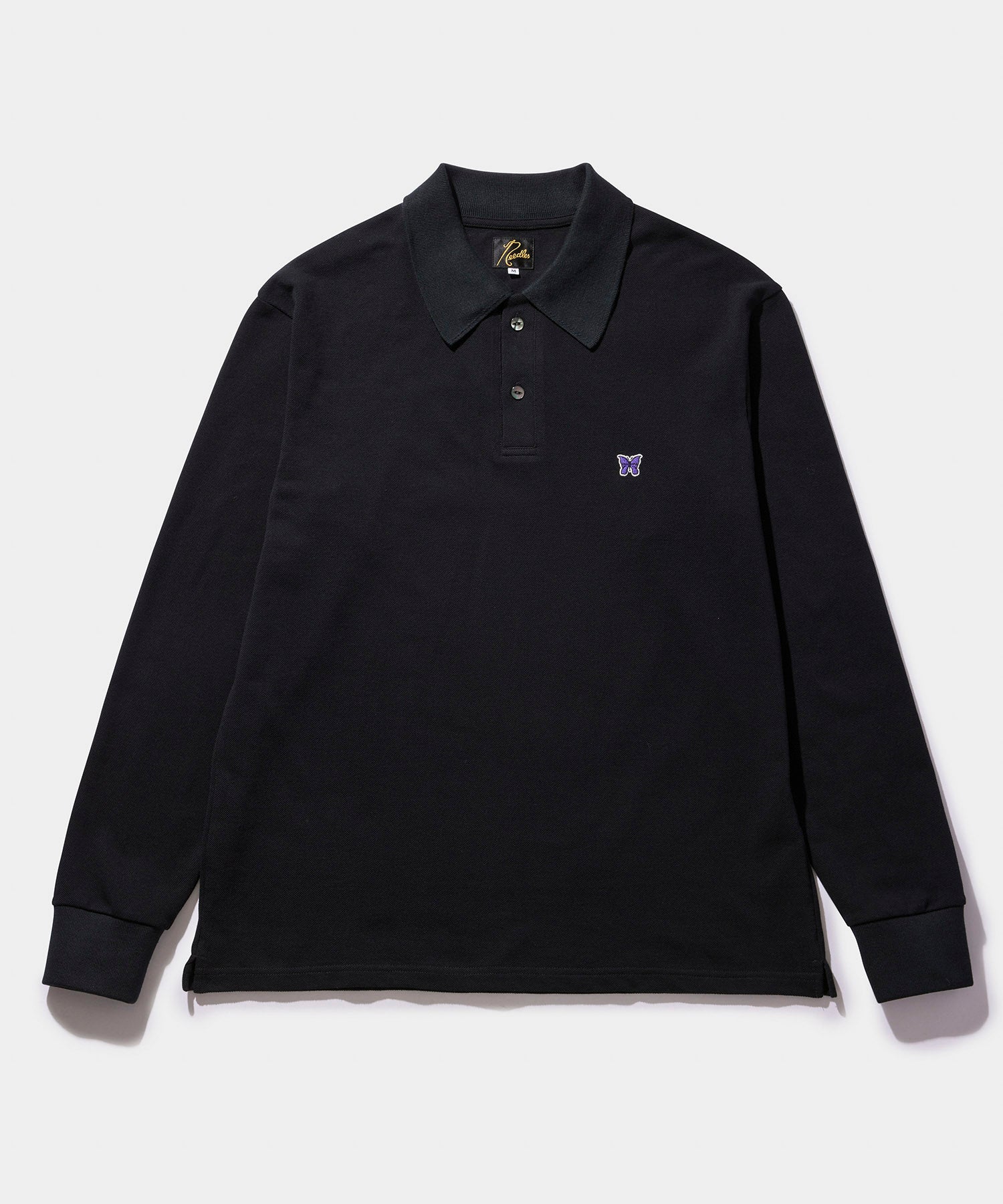 NEEDLES L/S Polo Shirt - Cotton Pique BLACK – HYPEGOLF ONLINE STORE