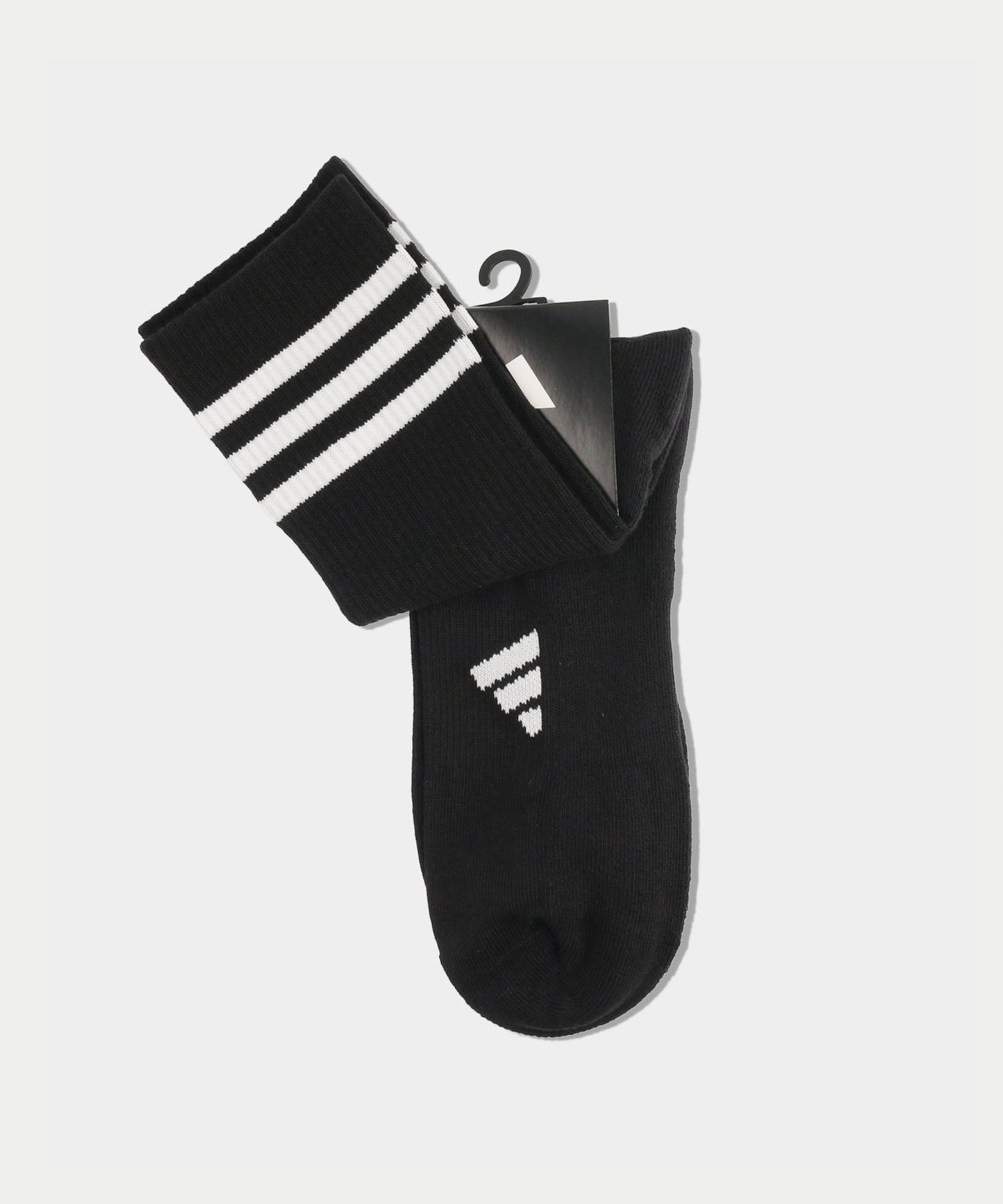 adidas クルー丈 スリーストライプ クッションソックス ブラック/ホワイト
