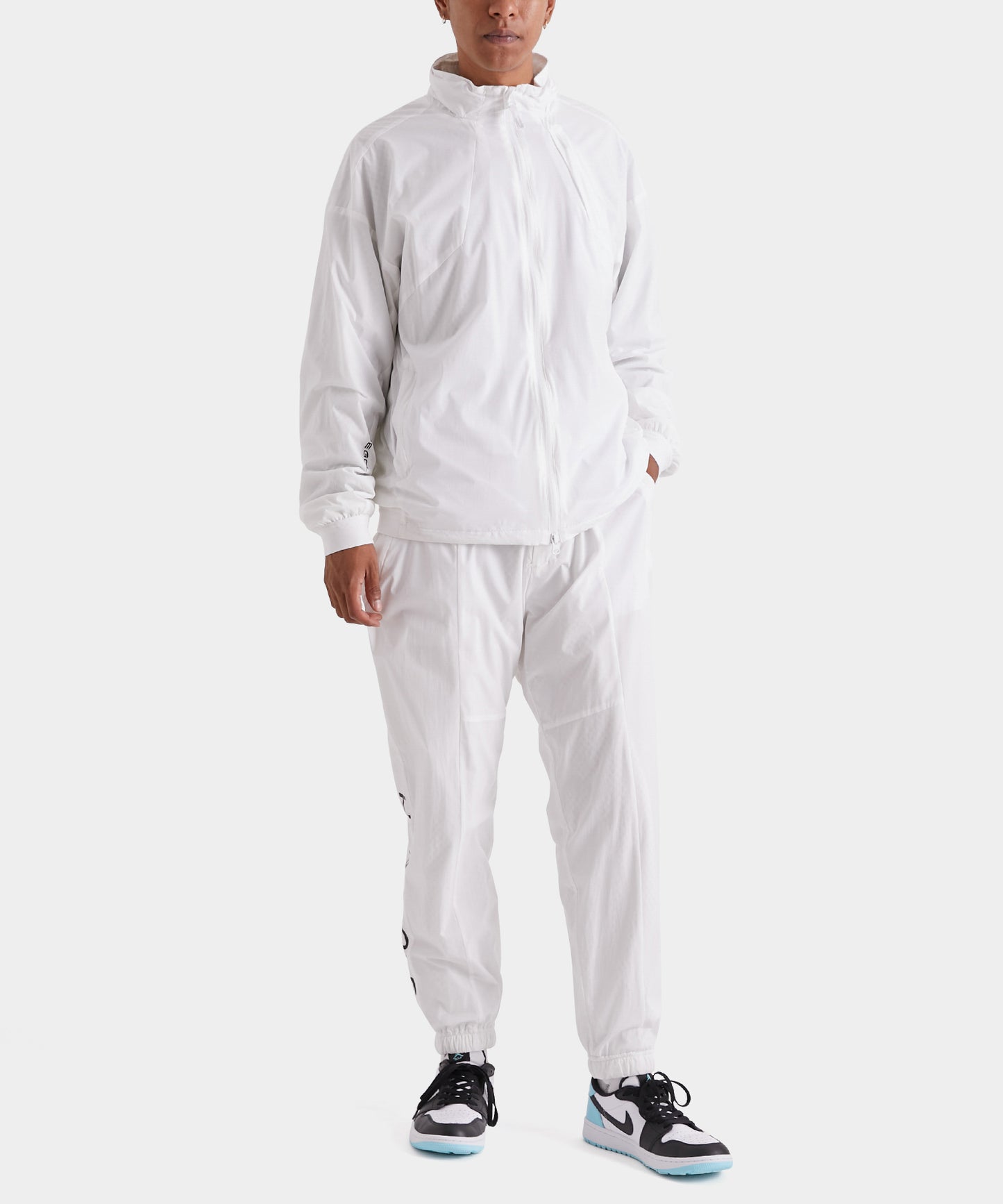 WOVEN NYLON FULL ZIP JACKET WHITE