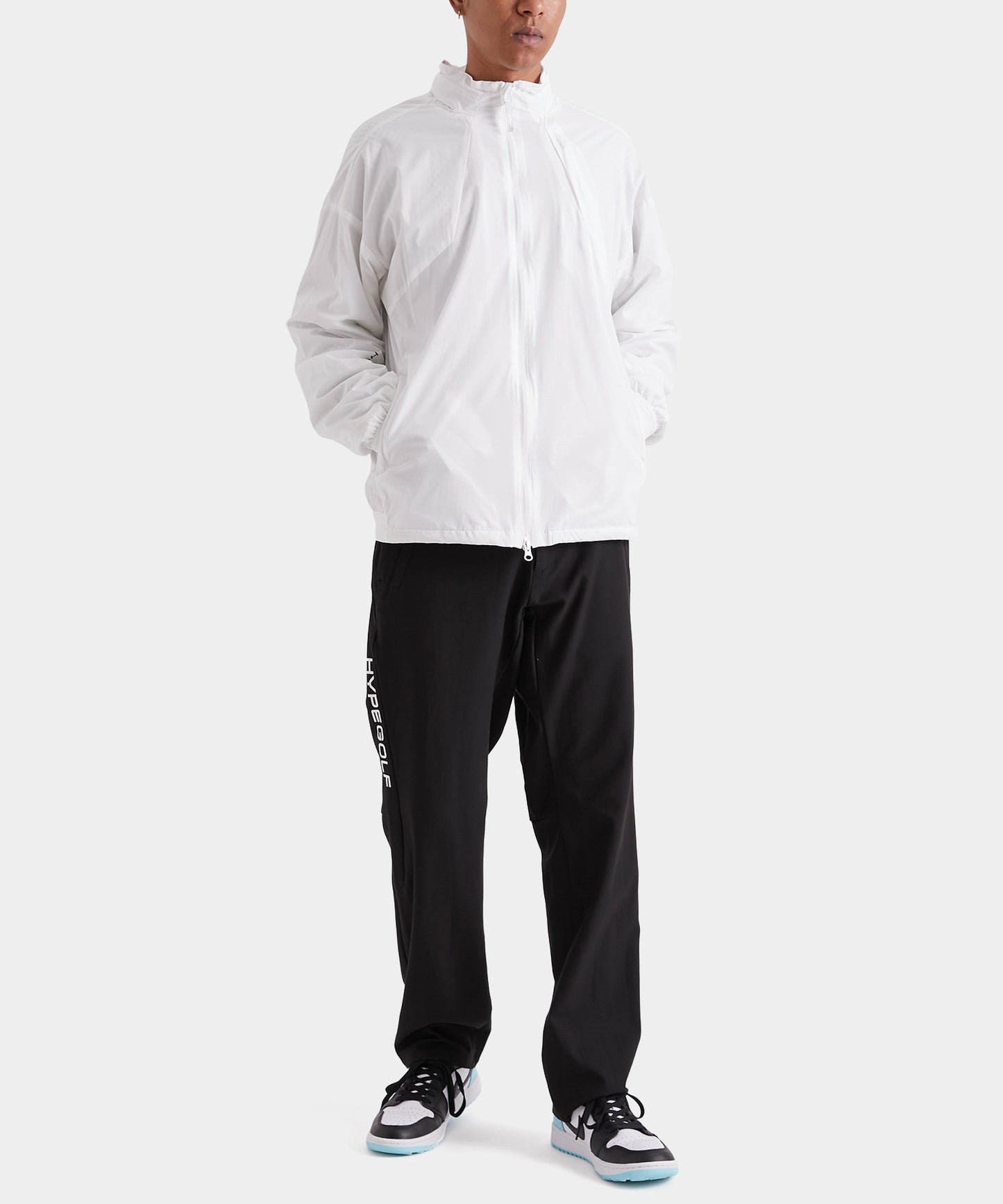 WOVEN NYLON FULL ZIP JACKET WHITE