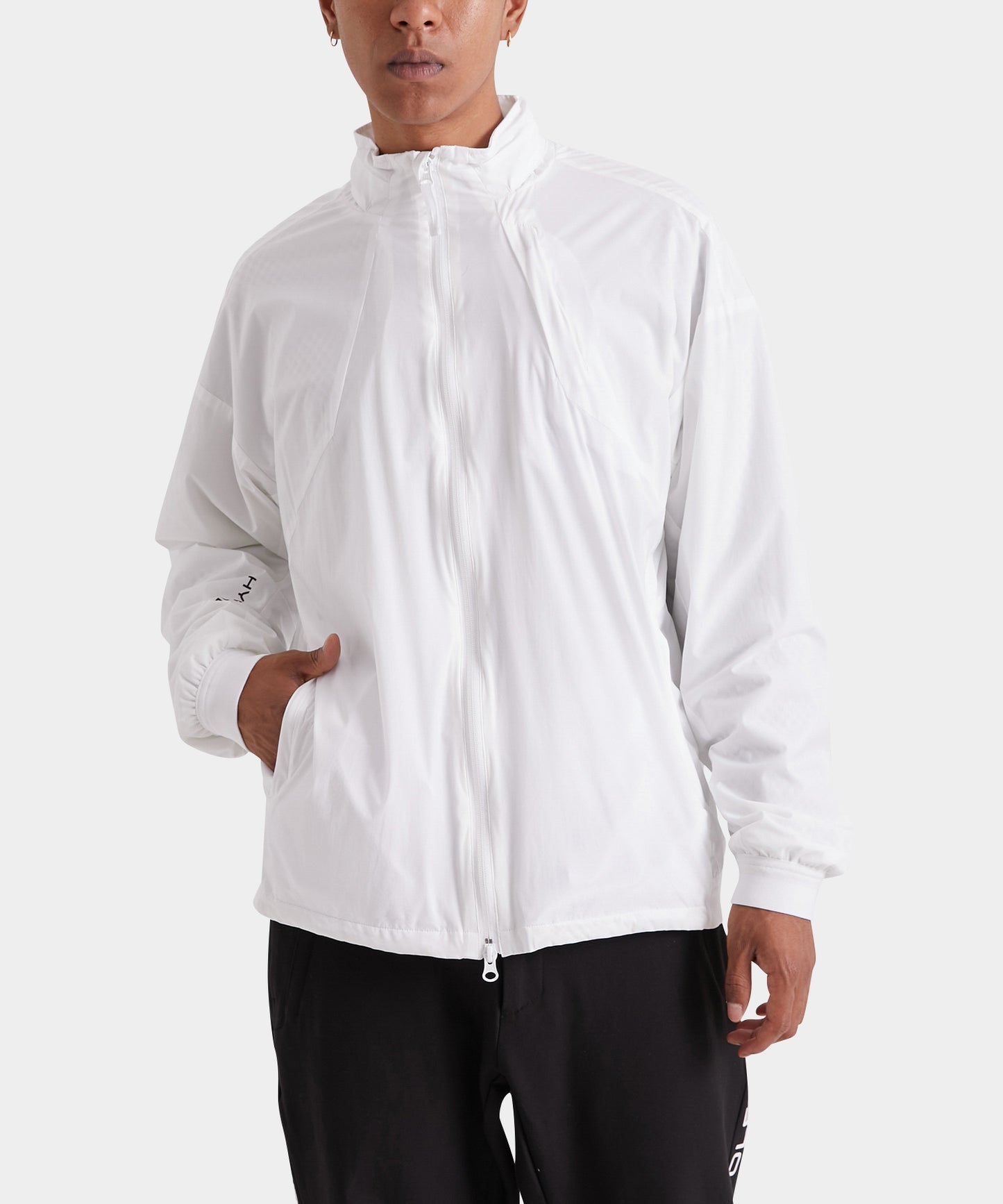 WOVEN NYLON FULL ZIP JACKET WHITE