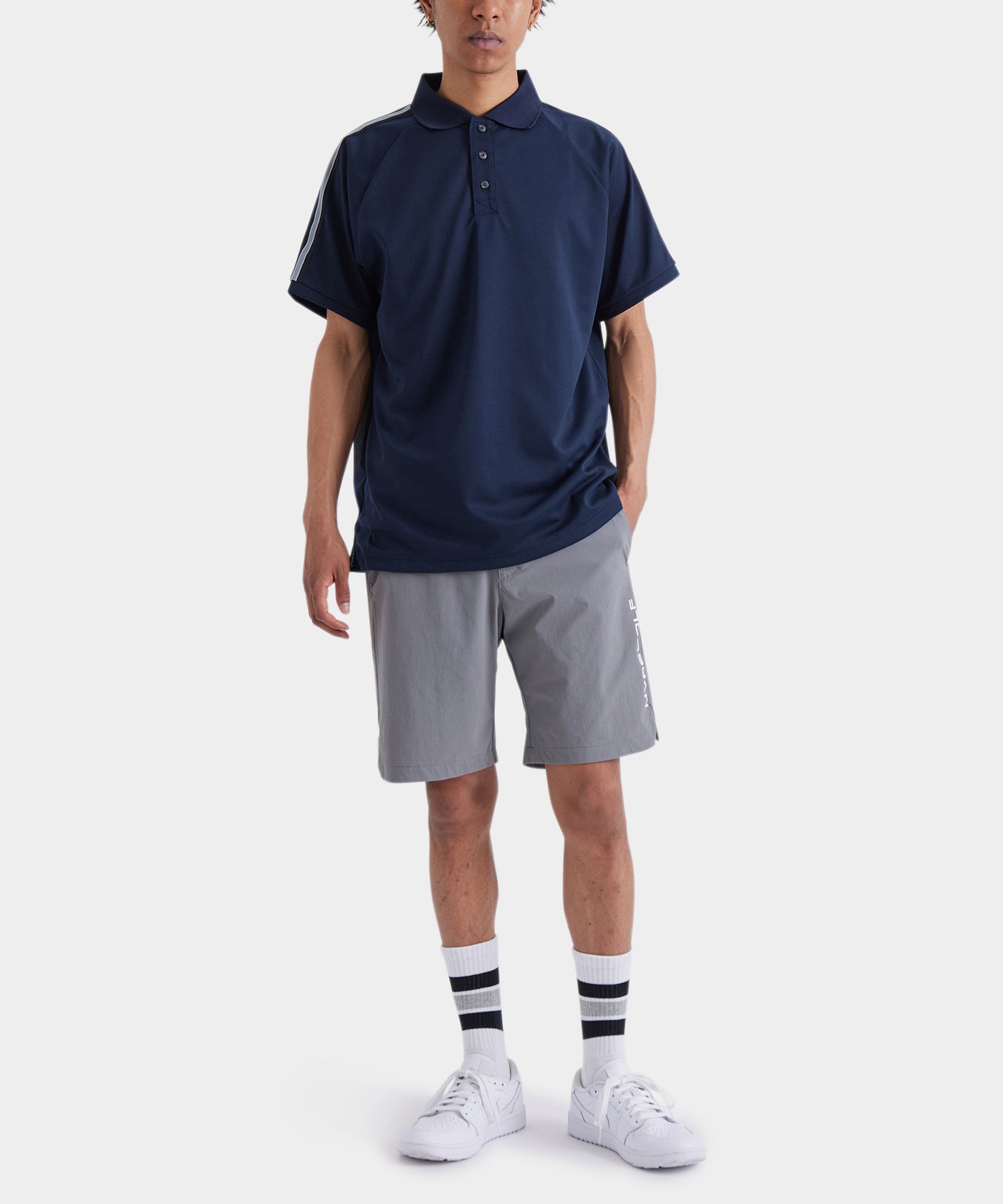 SHOULDER STRIPE SHORT SLEEVE POLO NAVY