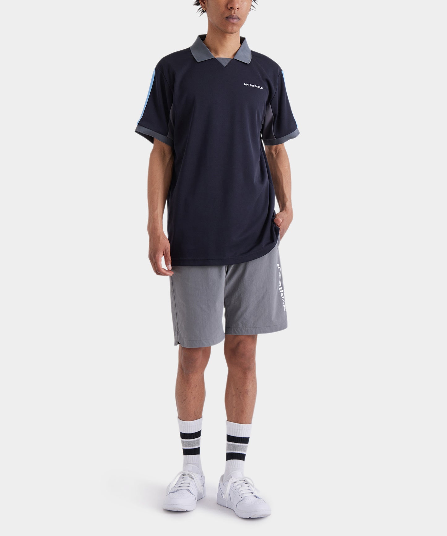 COLOR LINE SHORT SLEEVE POLO BLACK