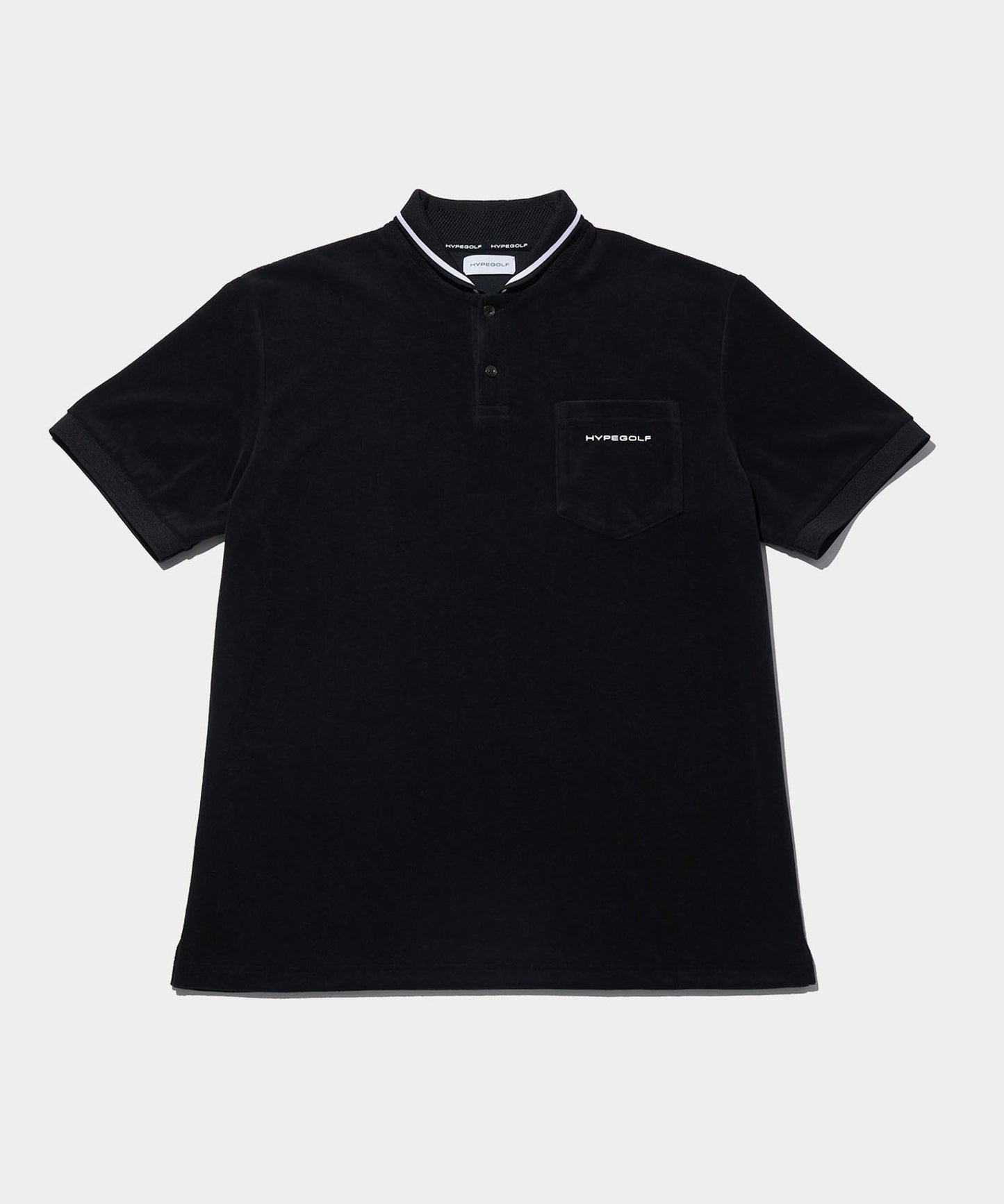 SHAWL COLLAR PILE POLO SHIRTS BLACK