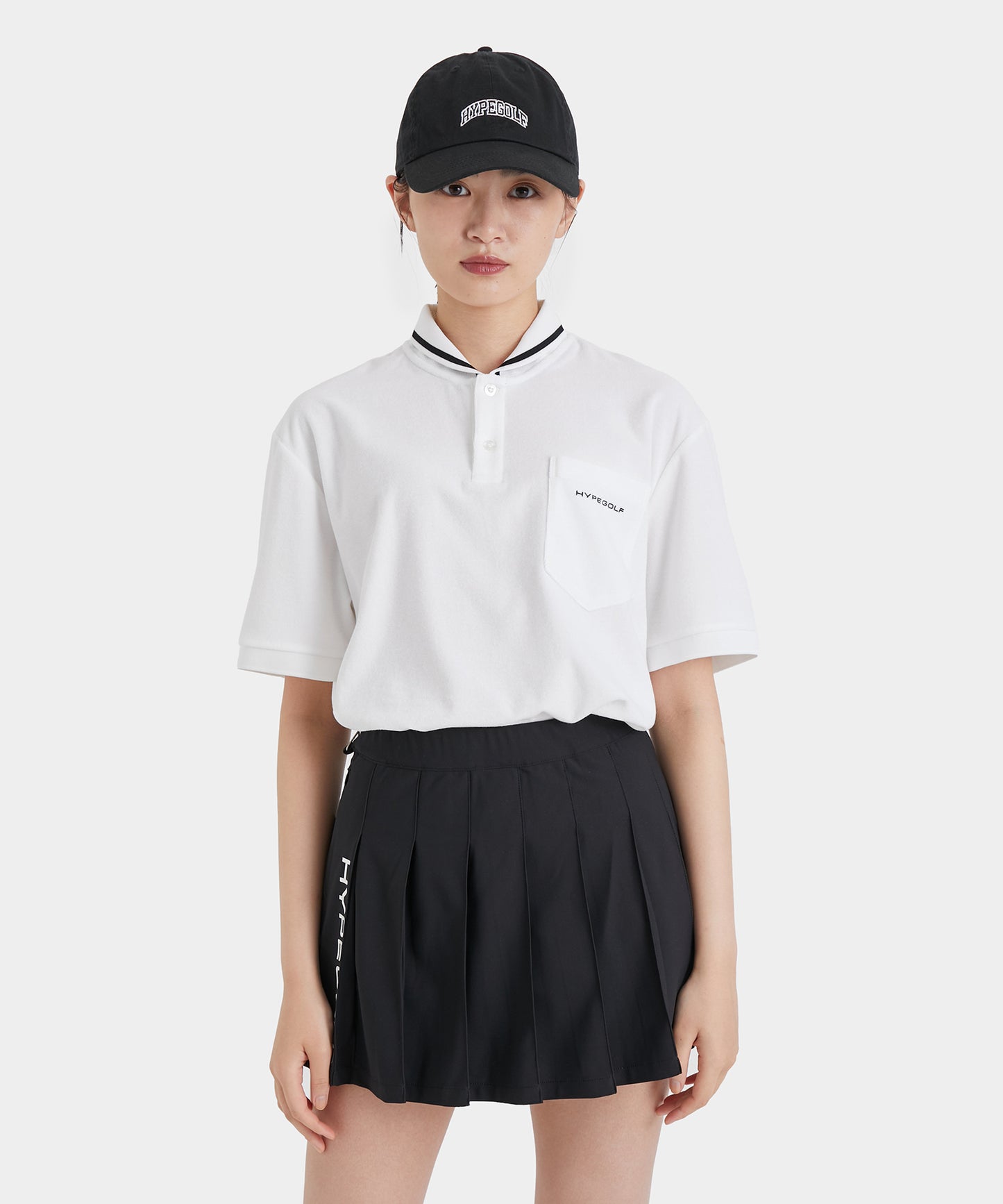 SHAWL COLLAR PILE POLO SHIRTS WHITE