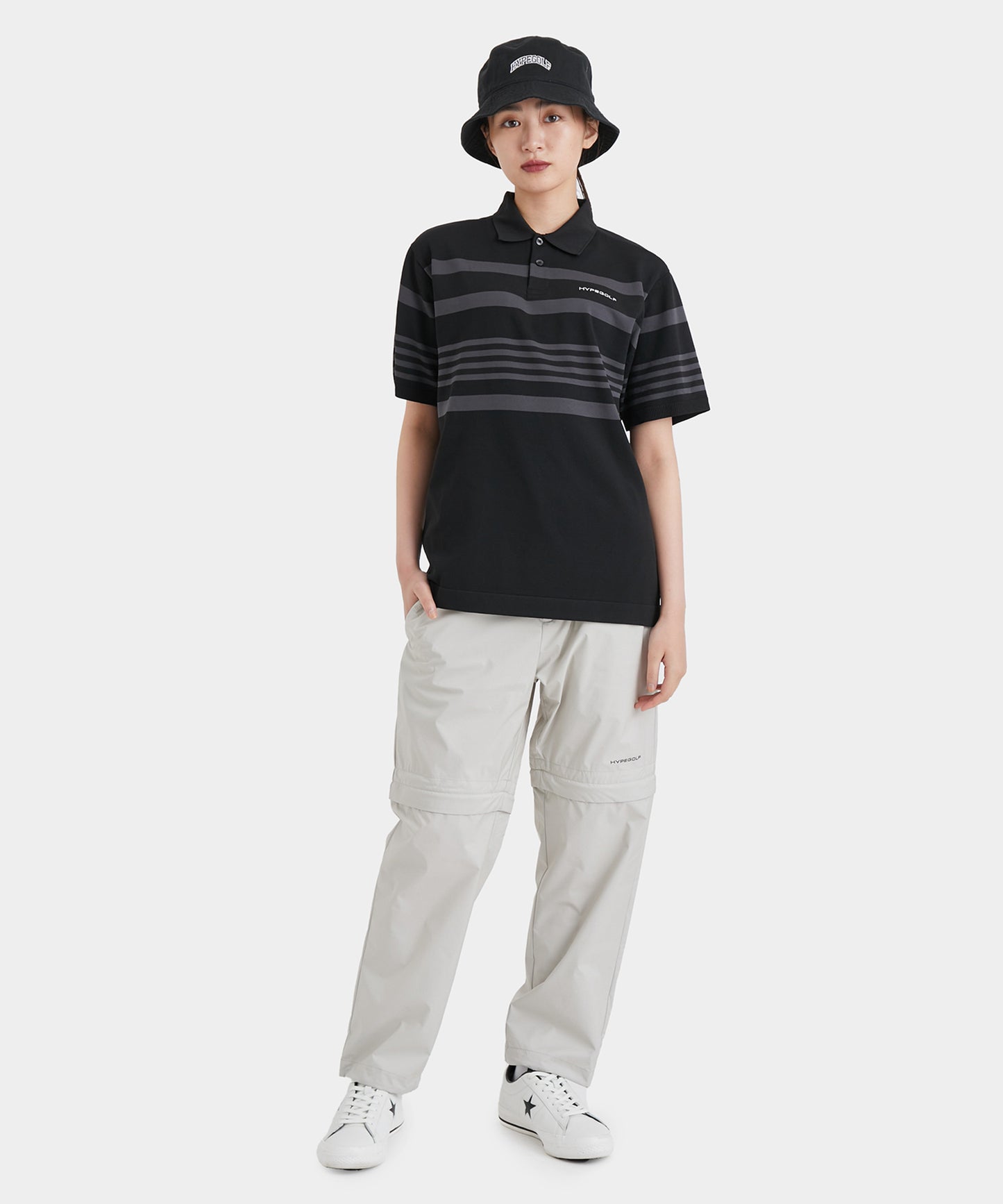 RANDOM BORDER POLO SHIRTS BLACK