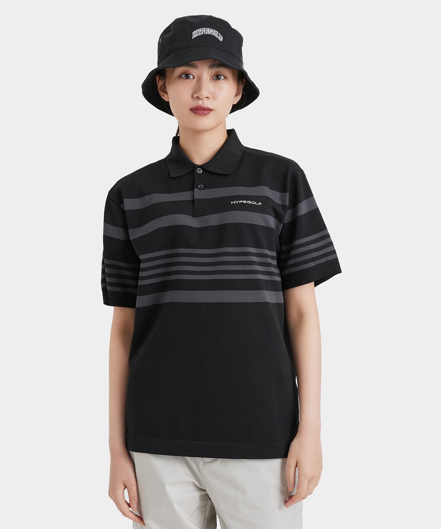 RANDOM BORDER POLO SHIRTS BLACK
