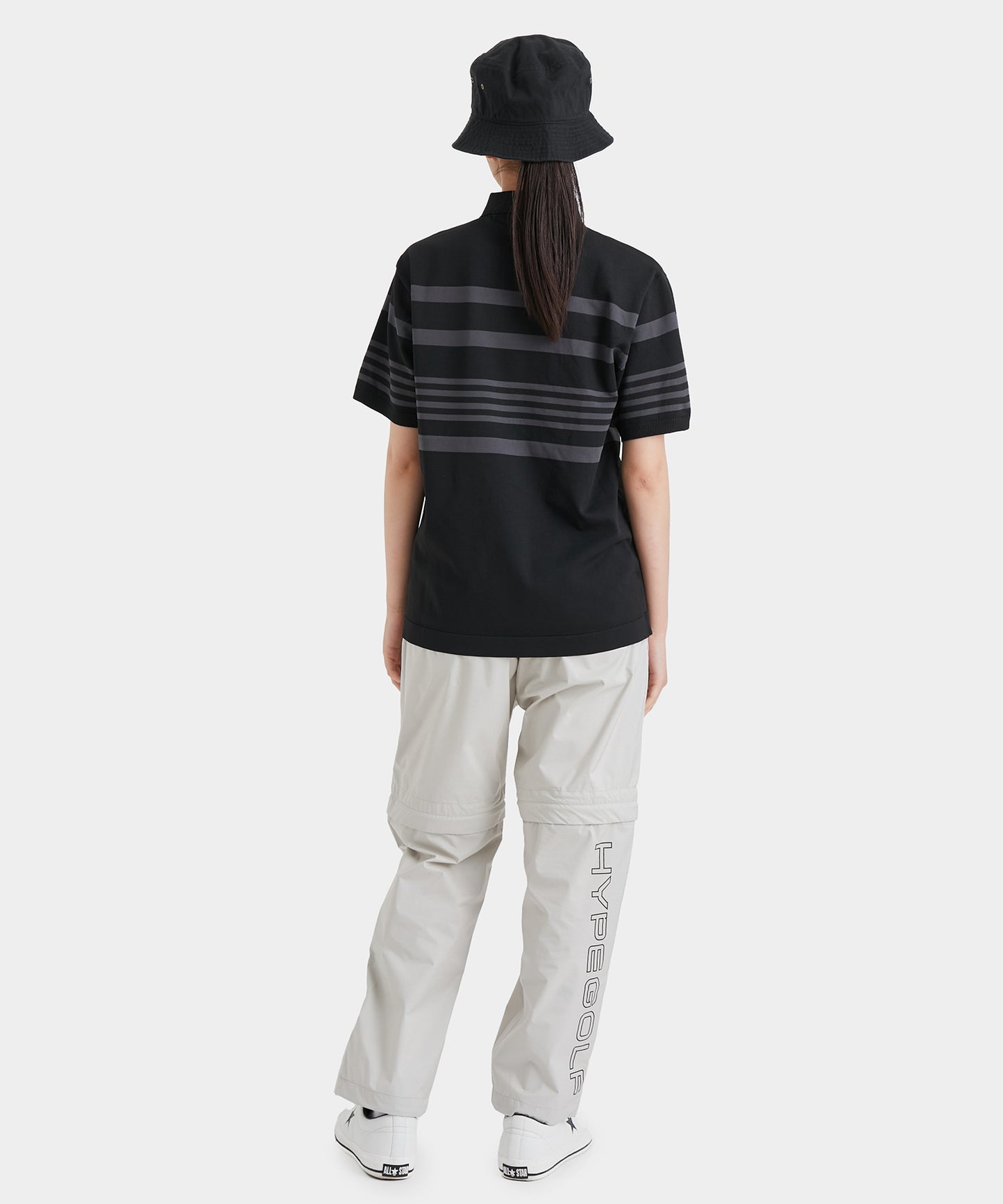 RANDOM BORDER POLO SHIRTS BLACK
