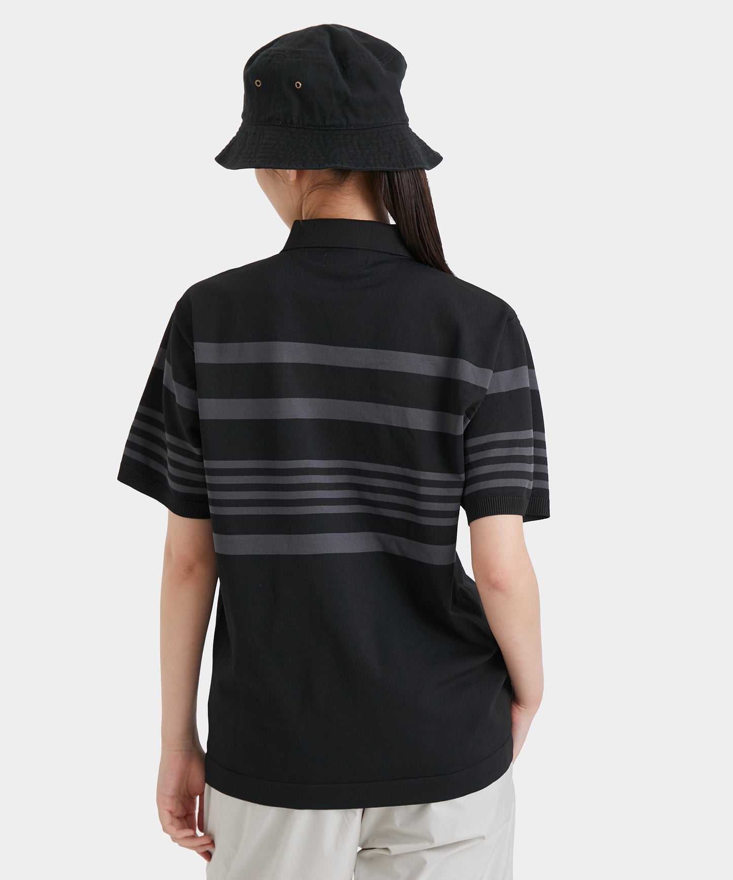 RANDOM BORDER POLO SHIRTS BLACK