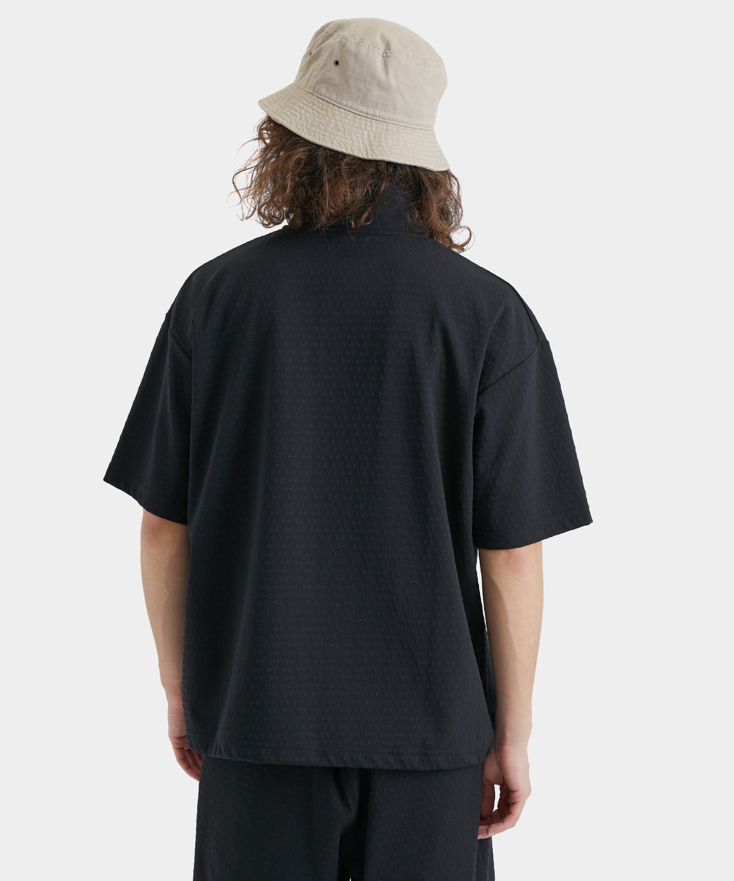 H JACQUARD STAND HALF ZIP SHIRTS