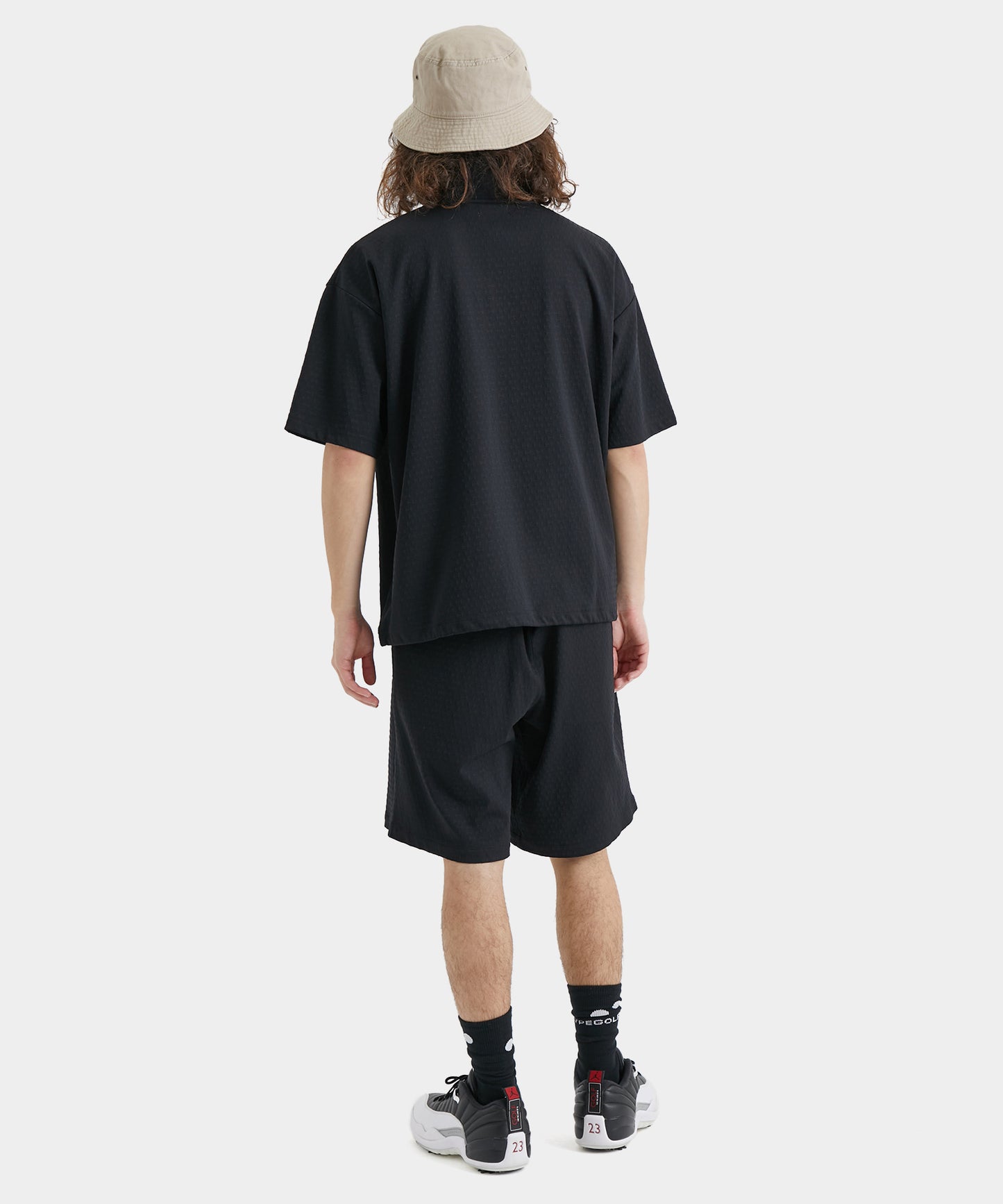 H JACQUARD STAND HALF ZIP SHIRTS