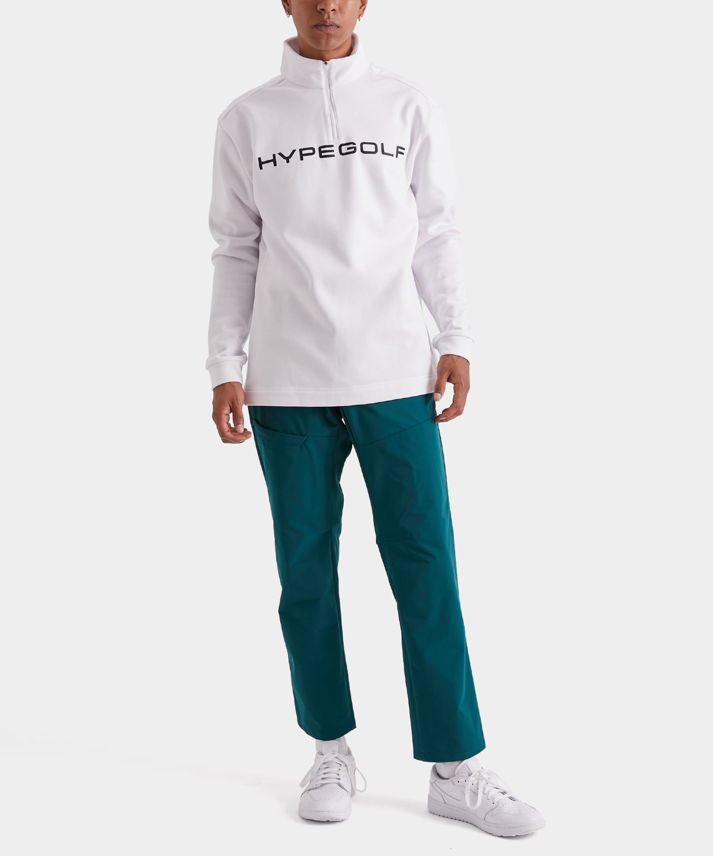 FLEECE HALF ZIP LONG SLEEVE SHIRTS WHITE