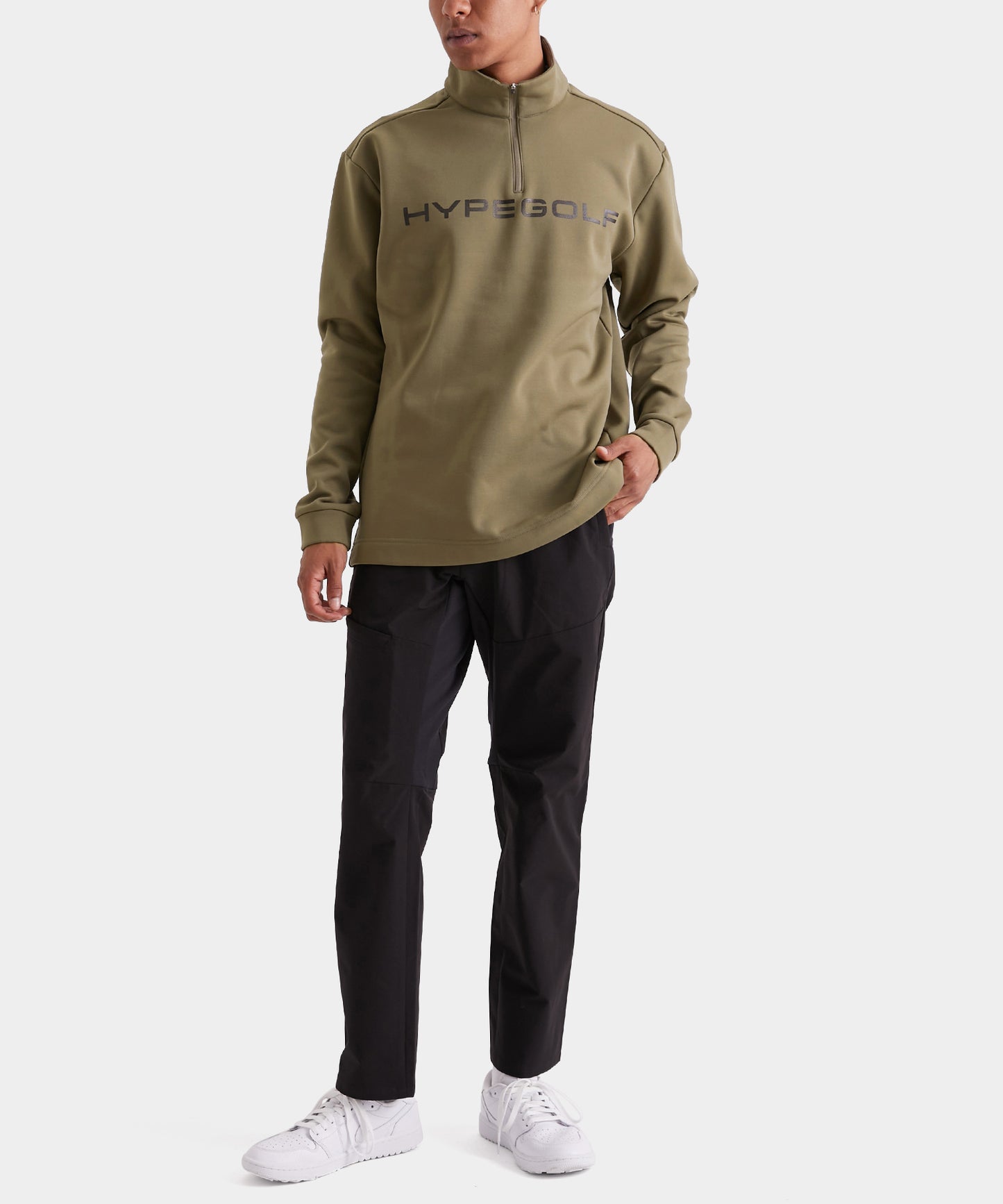 FLEECE HALF ZIP LONG SLEEVE SHIRTS OLIVE