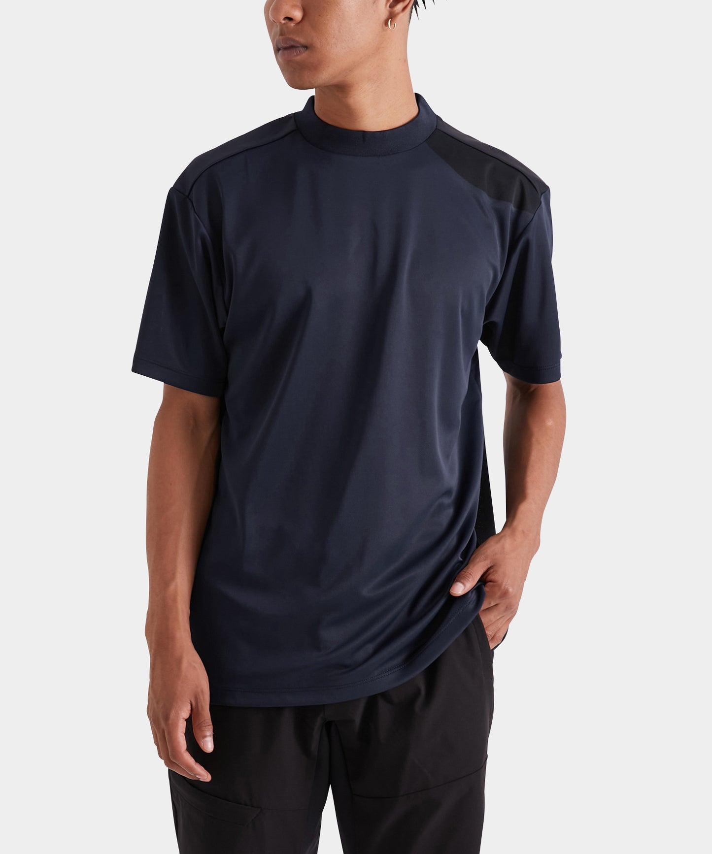 Dot motif mockneck top NAVY
