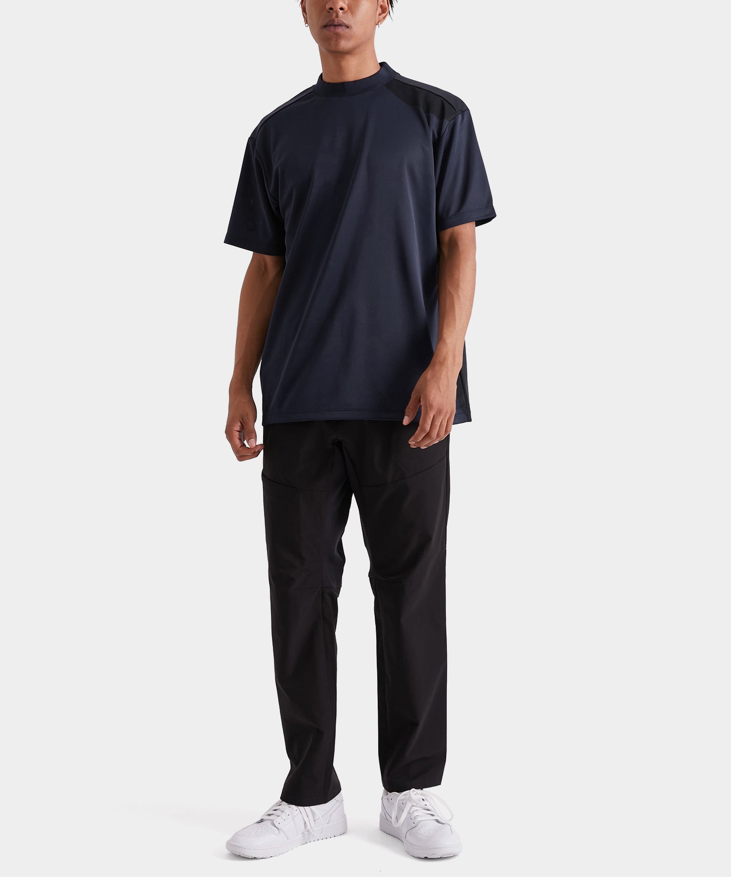 Dot motif mockneck top NAVY