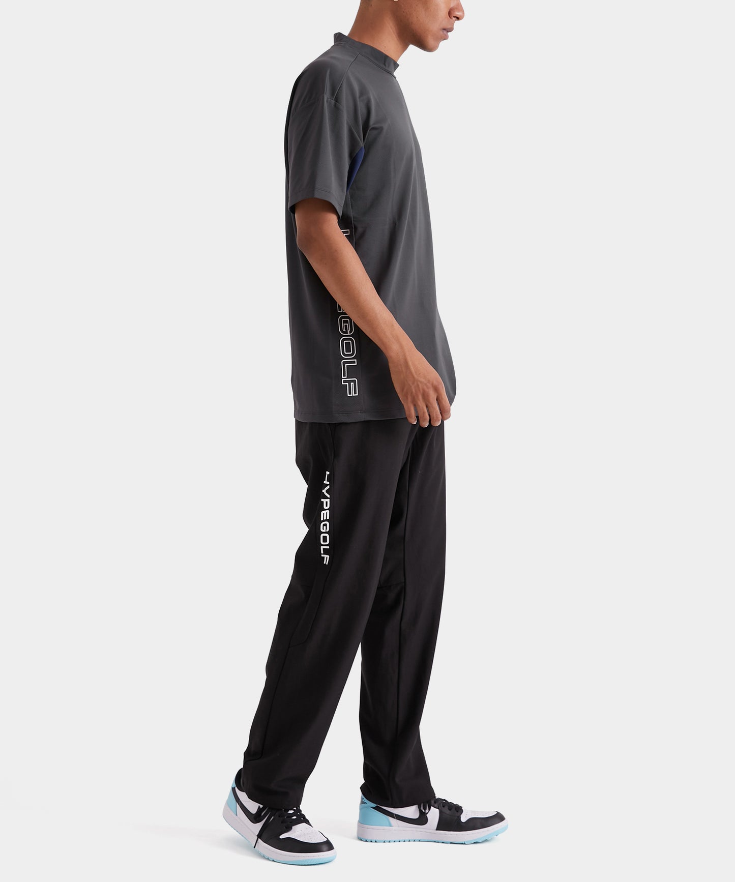 MOCK NECK SHORT SLEEVE CHARCOAL