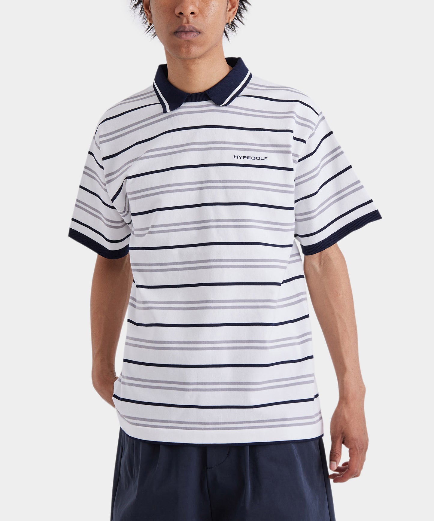 BORDER POLO SHIRTS WHITE