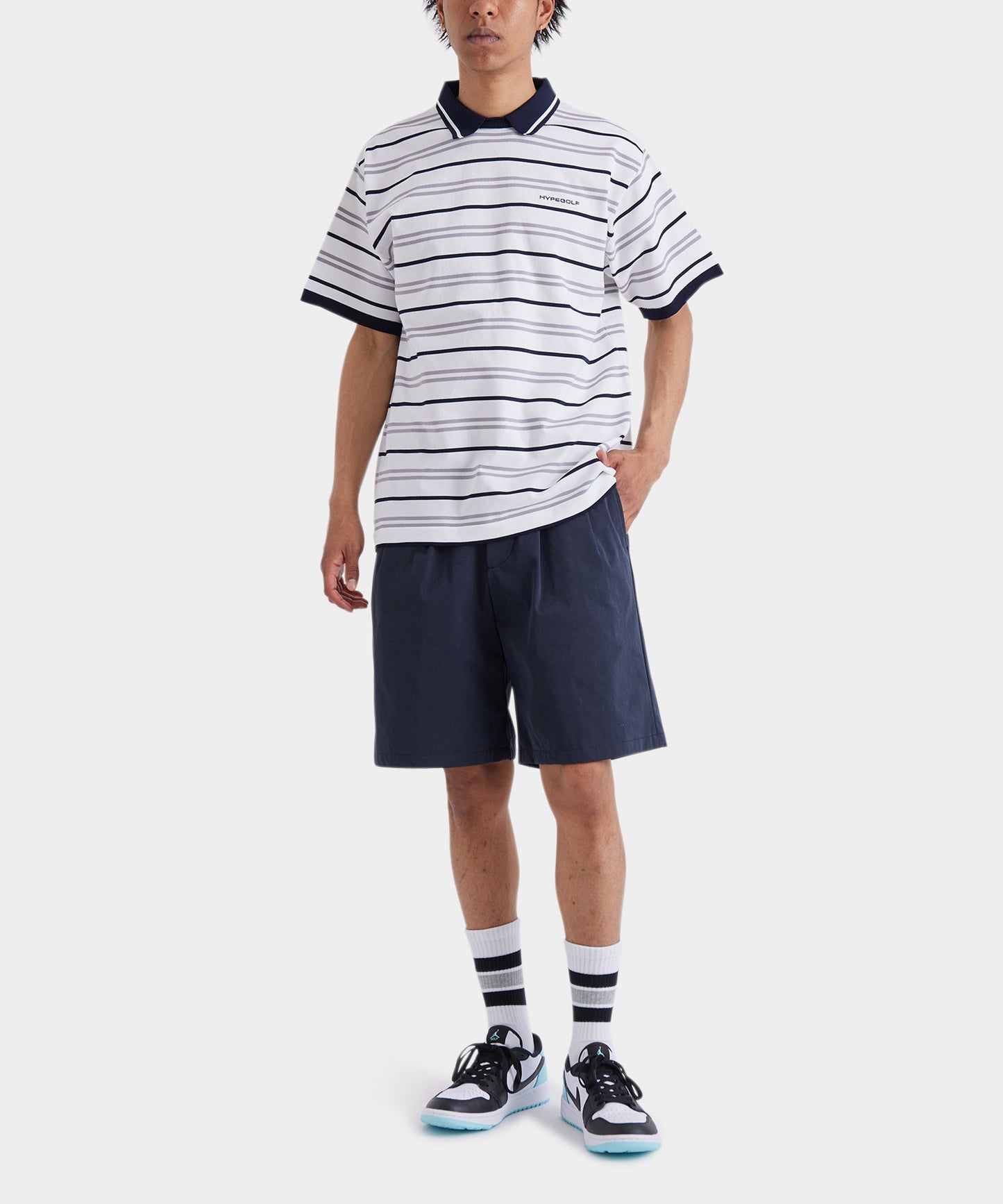 BORDER POLO SHIRTS WHITE