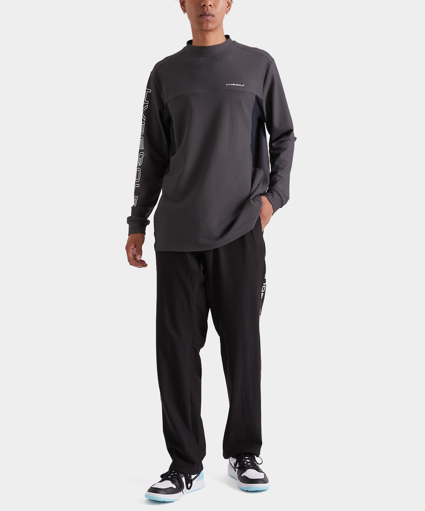 LONG SLEEVE MOCK NECK SHIRTS GRAY