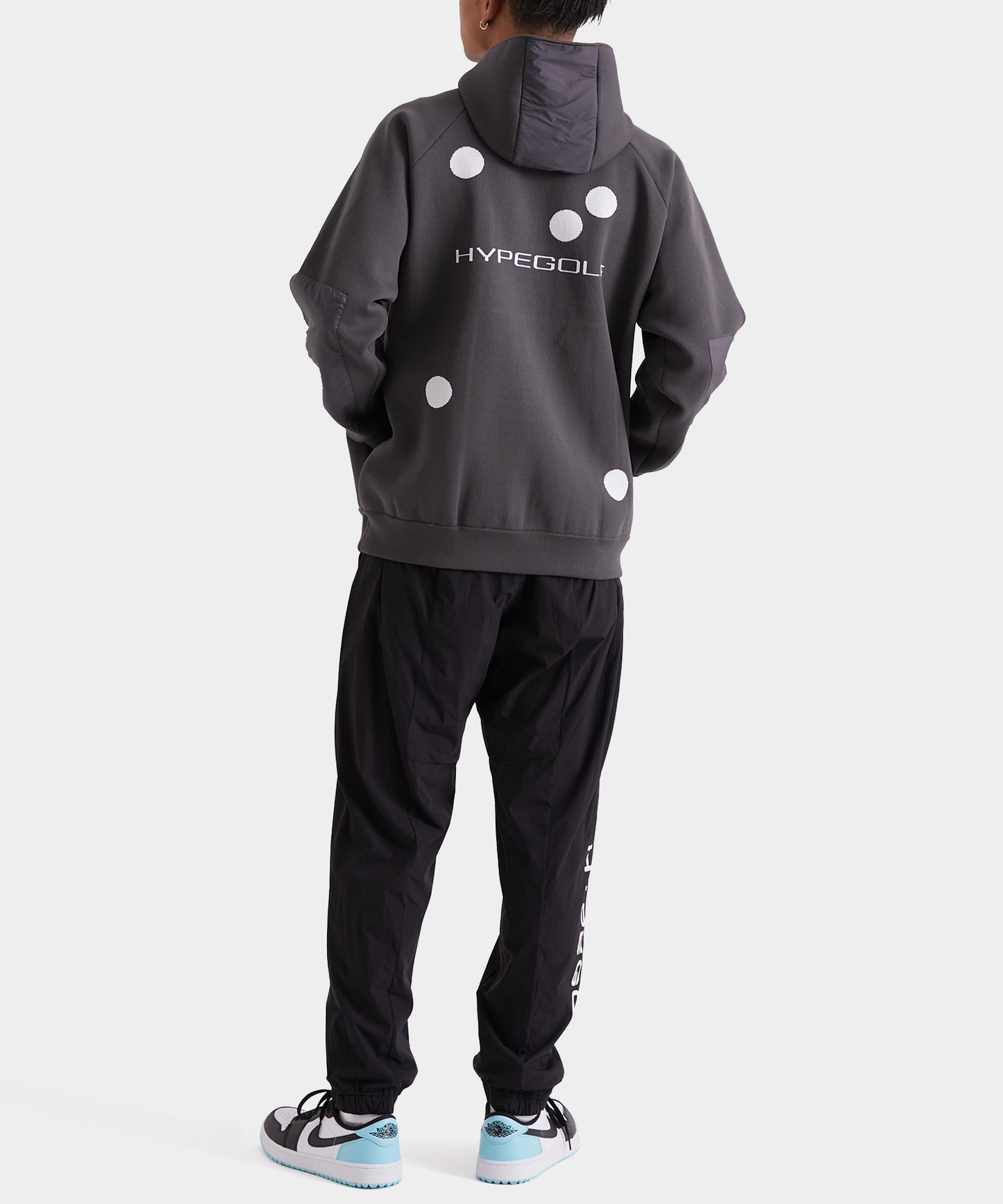 NYLON COMBI KNIT HOODIE GRAY