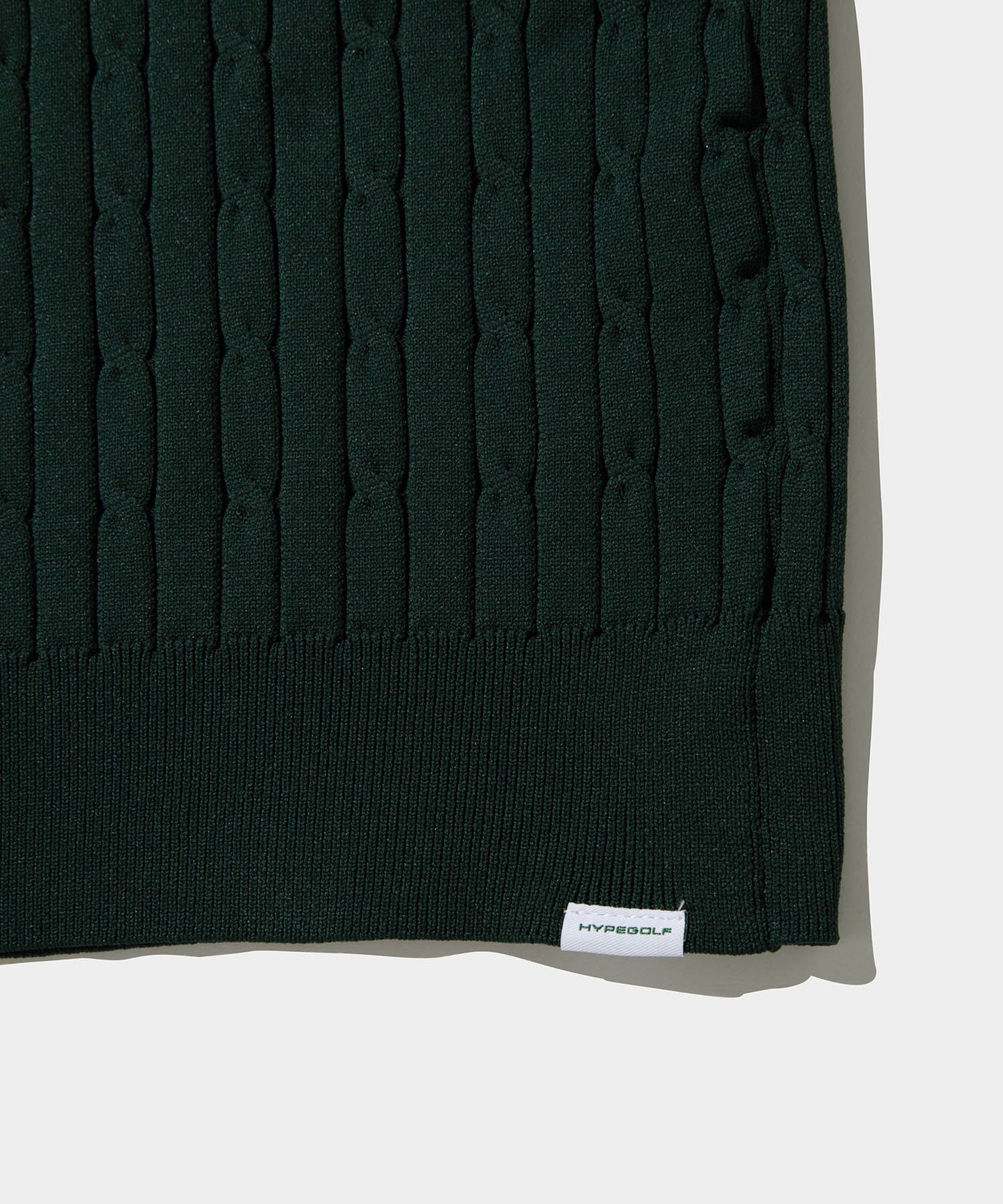 CABLE KNIT HALF ZIP SHIRTS GREEN