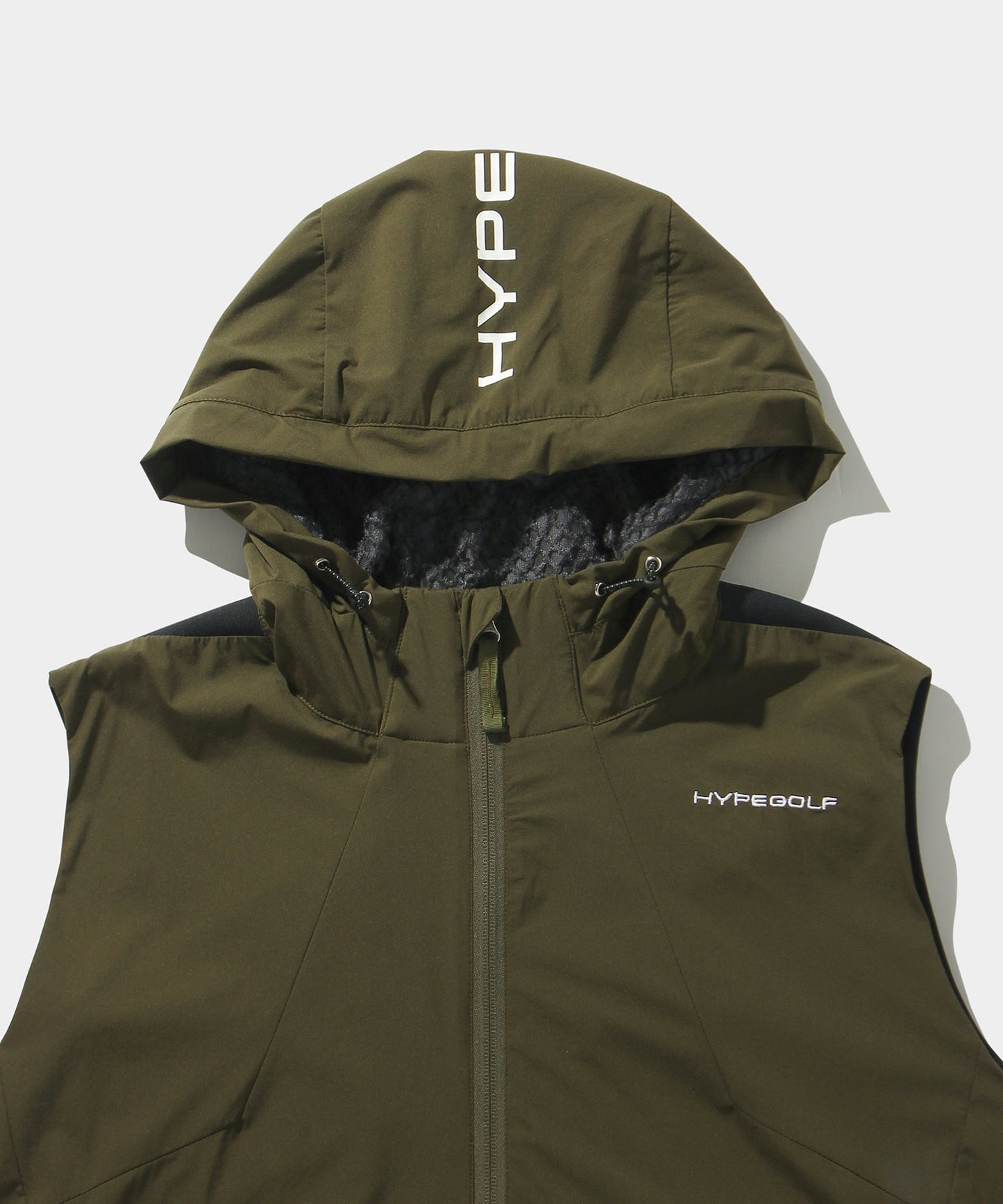 WOVEN HOODIE VEST OLIVE