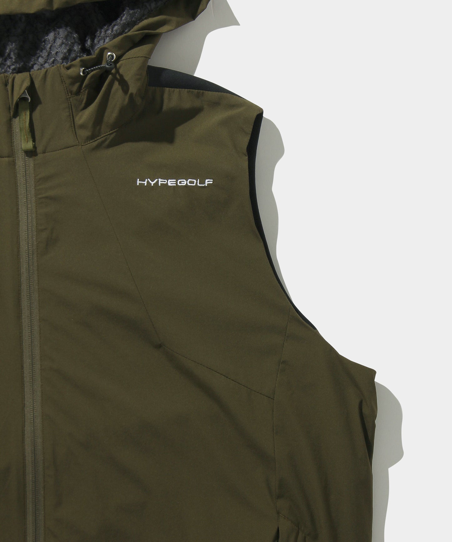 WOVEN HOODIE VEST OLIVE