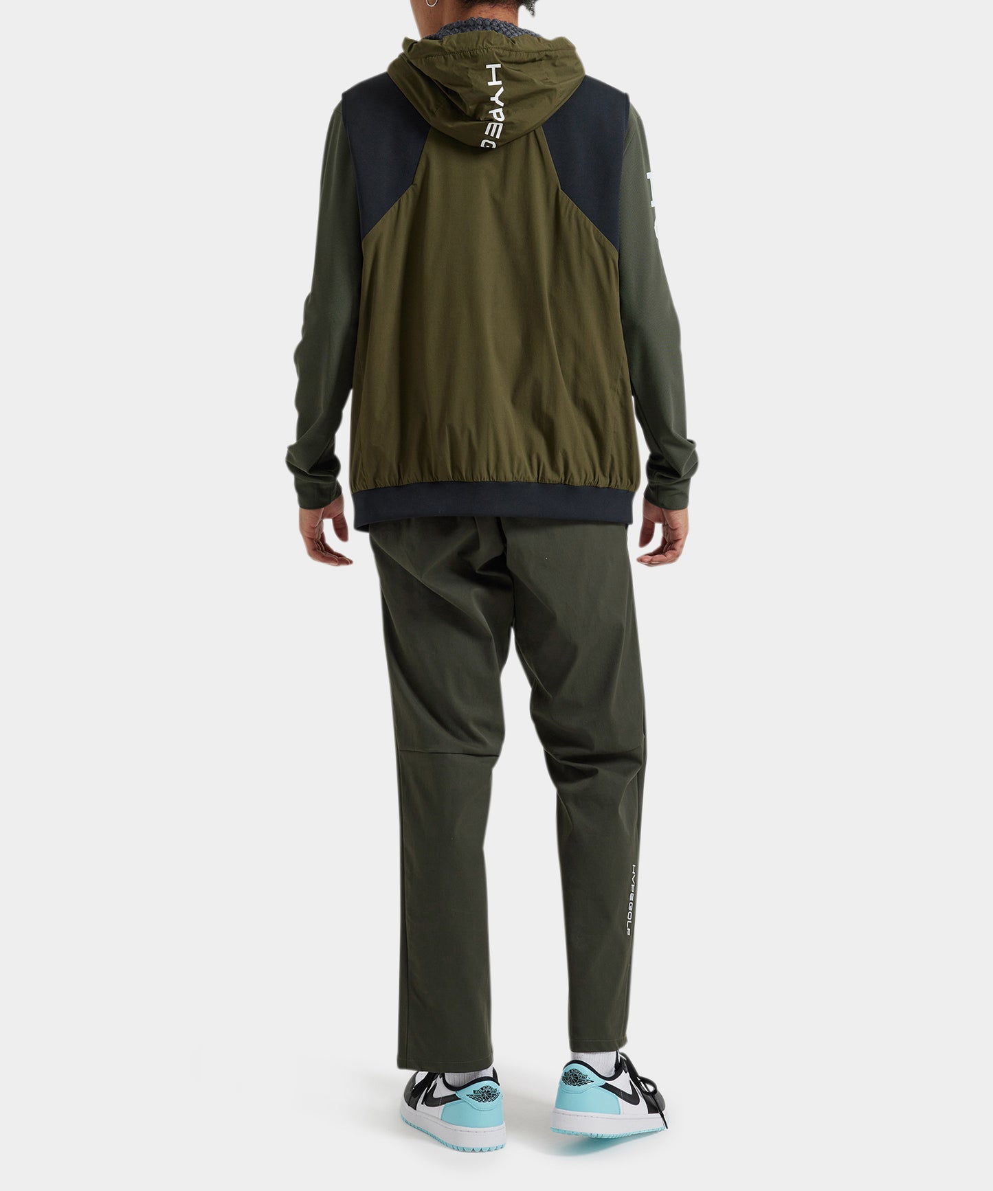 WOVEN HOODIE VEST OLIVE