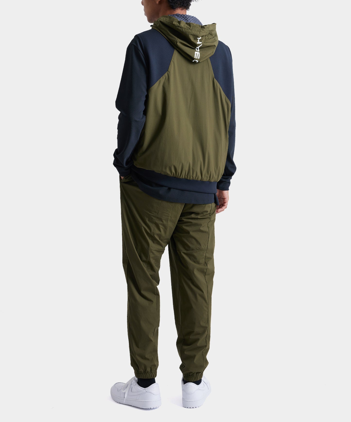 WOVEN HOODIE VEST OLIVE