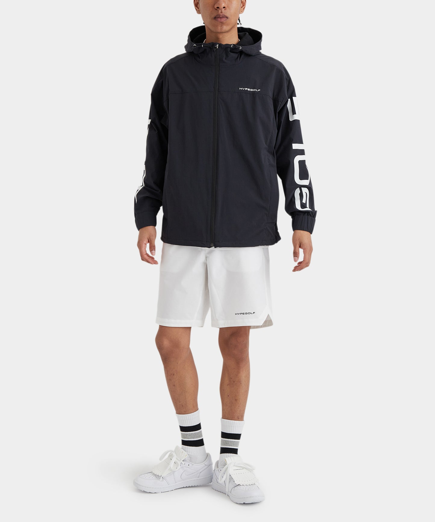 Woven Zip Hooded Jacket BLACK
