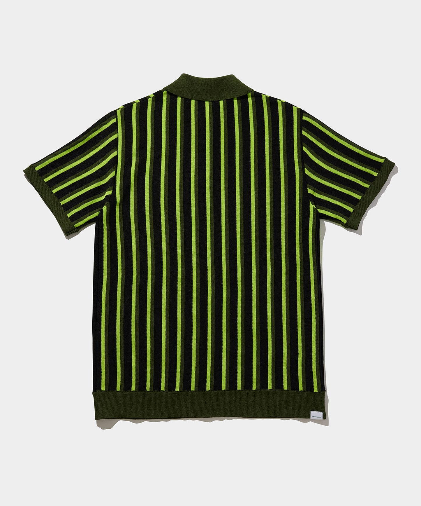 STRIPE HALF ZIP POLO BLACK×GREEN×YELLOW