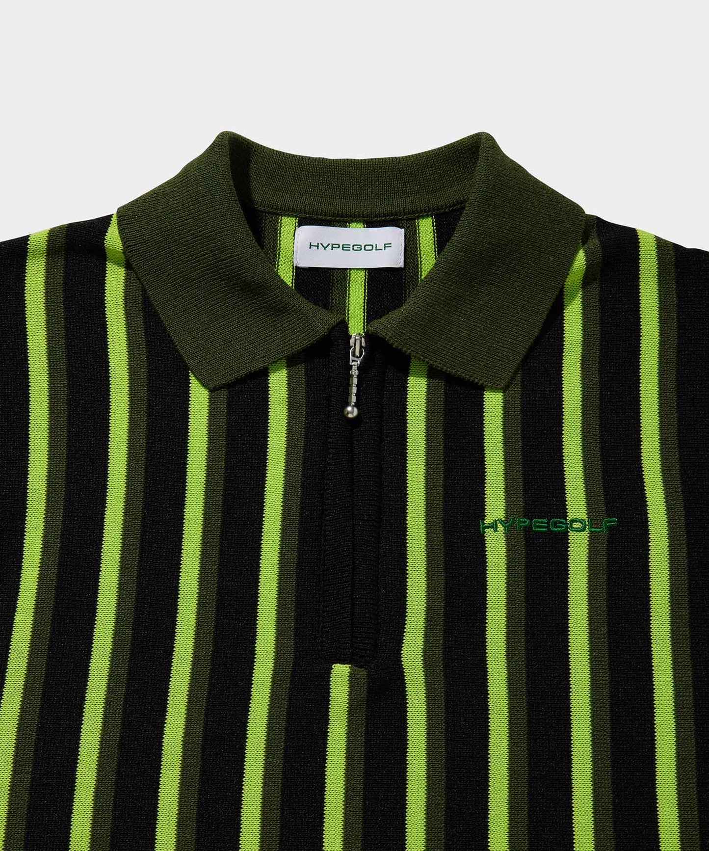 STRIPE HALF ZIP POLO BLACK×GREEN×YELLOW