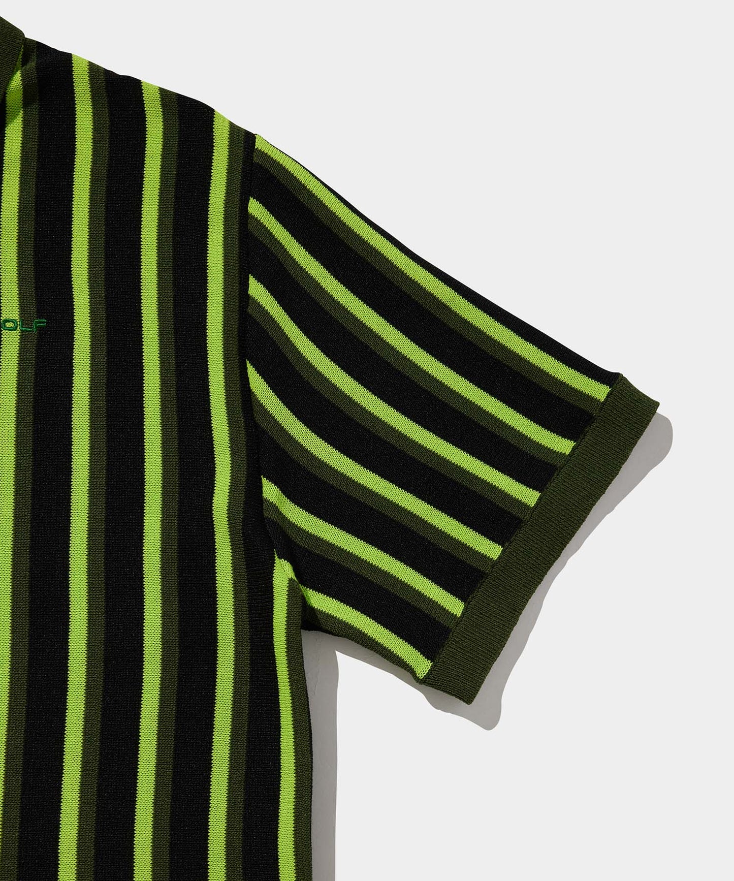 STRIPE HALF ZIP POLO BLACK×GREEN×YELLOW