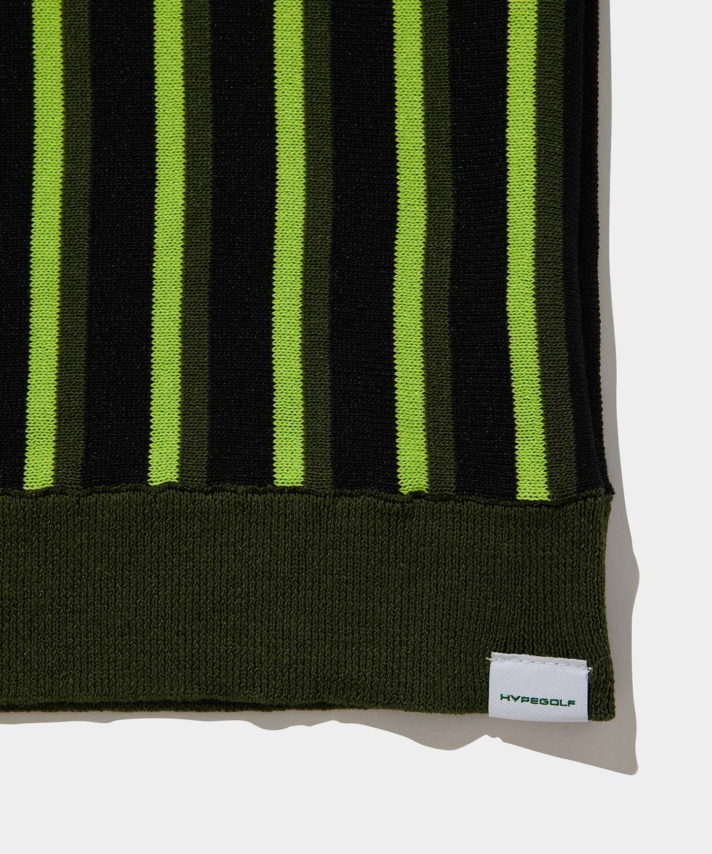 STRIPE HALF ZIP POLO BLACK×GREEN×YELLOW