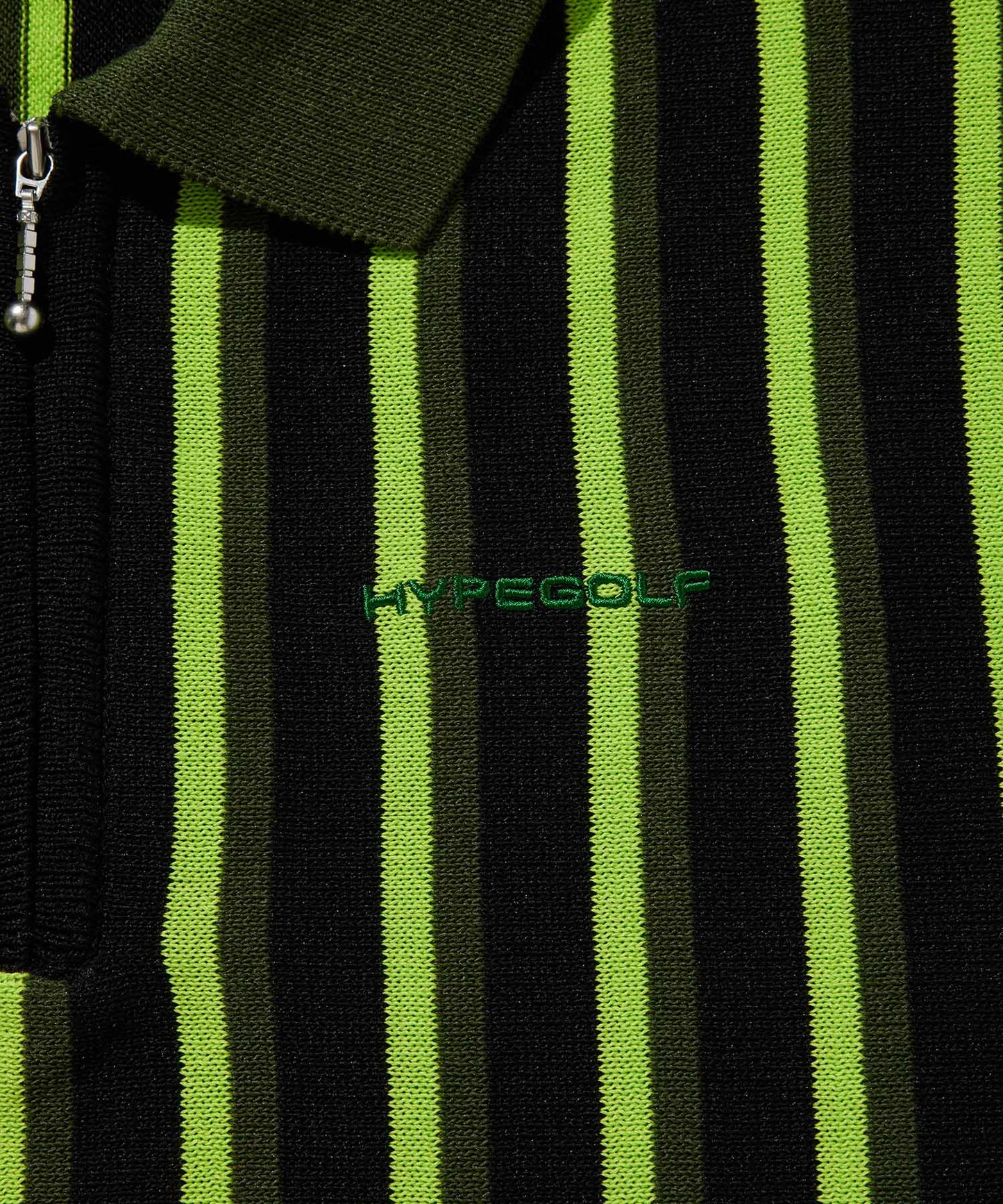 STRIPE HALF ZIP POLO BLACK×GREEN×YELLOW