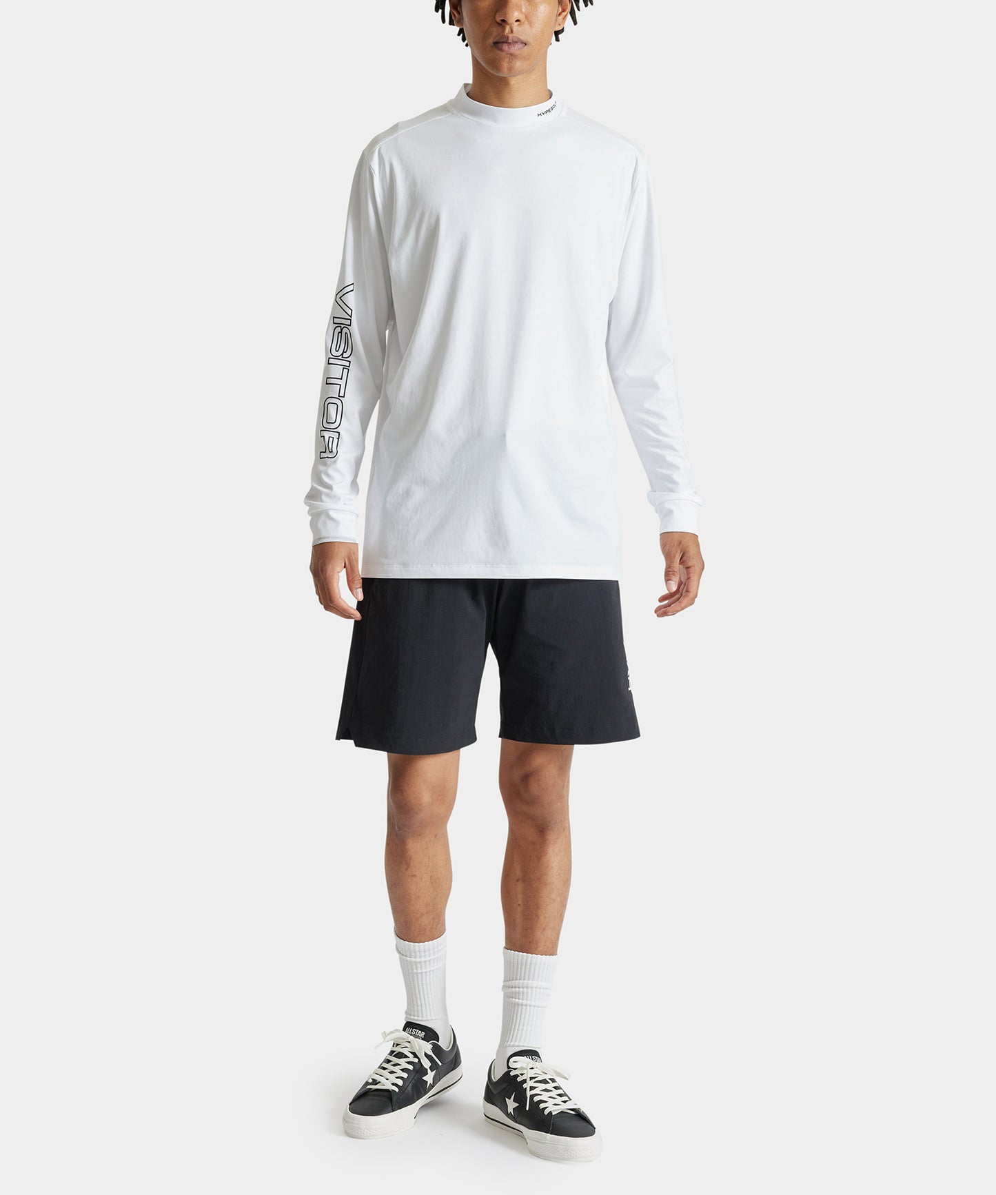 Smooth mock neck top WHITE