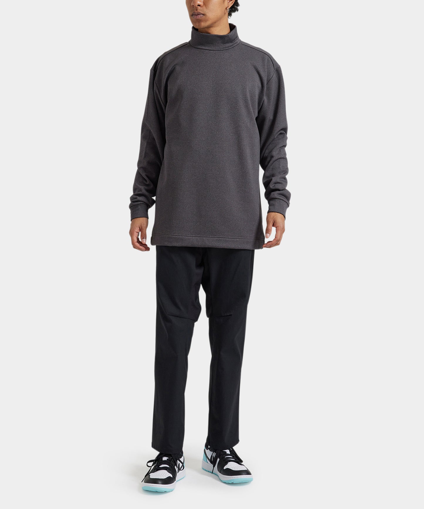 Dot motif MOCKNECK LONG SLEEVE SHIRTS GRAY