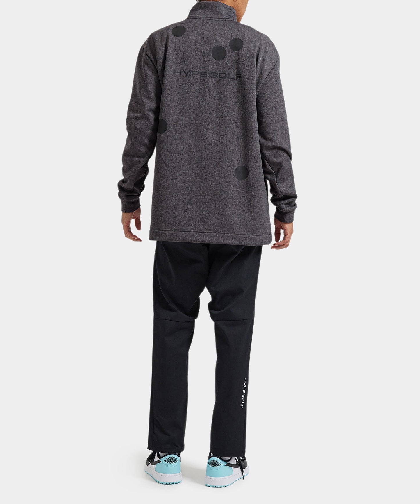 Dot motif MOCKNECK LONG SLEEVE SHIRTS GRAY