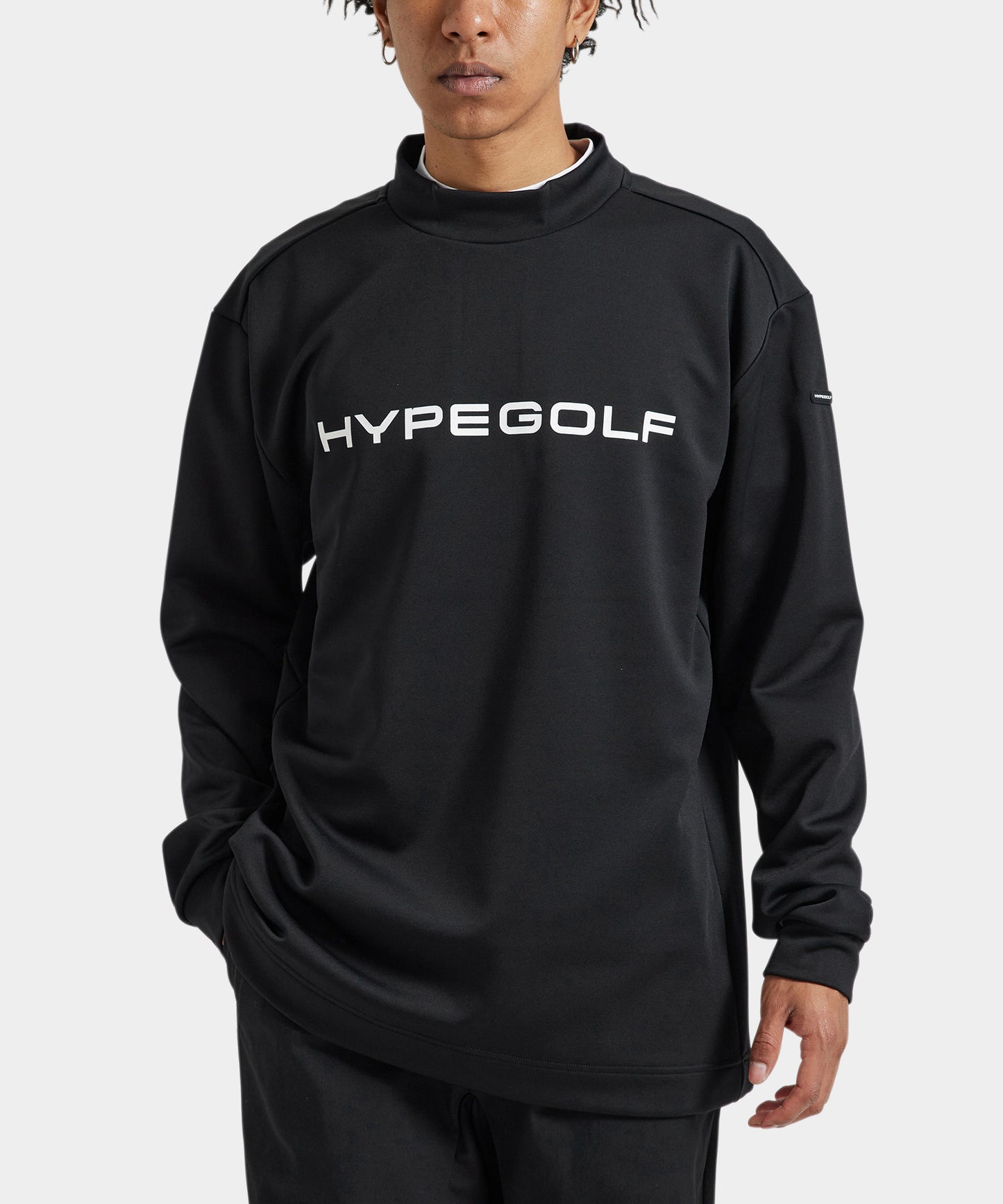 CORDURA FLEECE Logo motif mockneck long sleeve BLACK