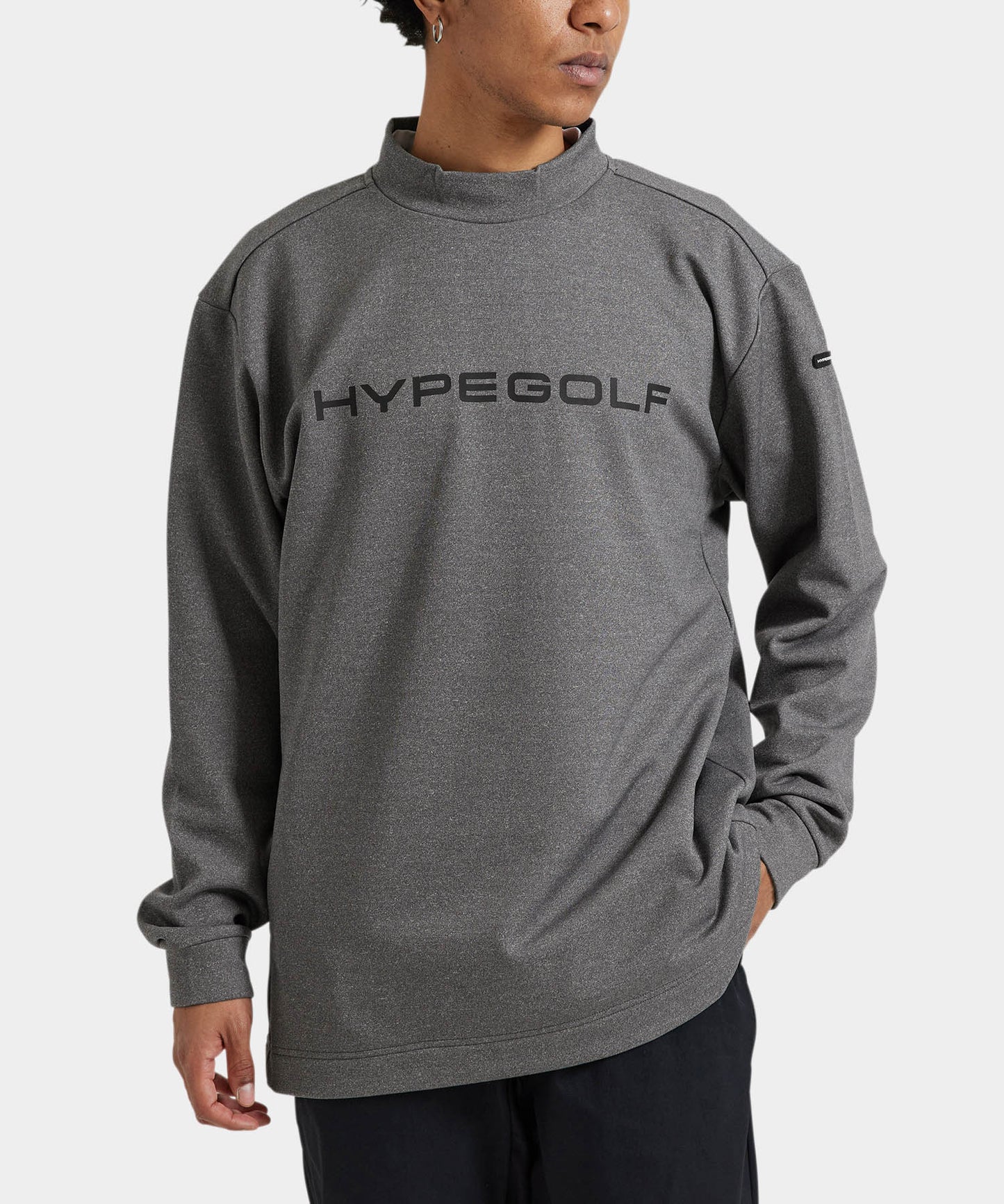CORDURA FLEECE Logo motif mockneck long sleeve GRAY