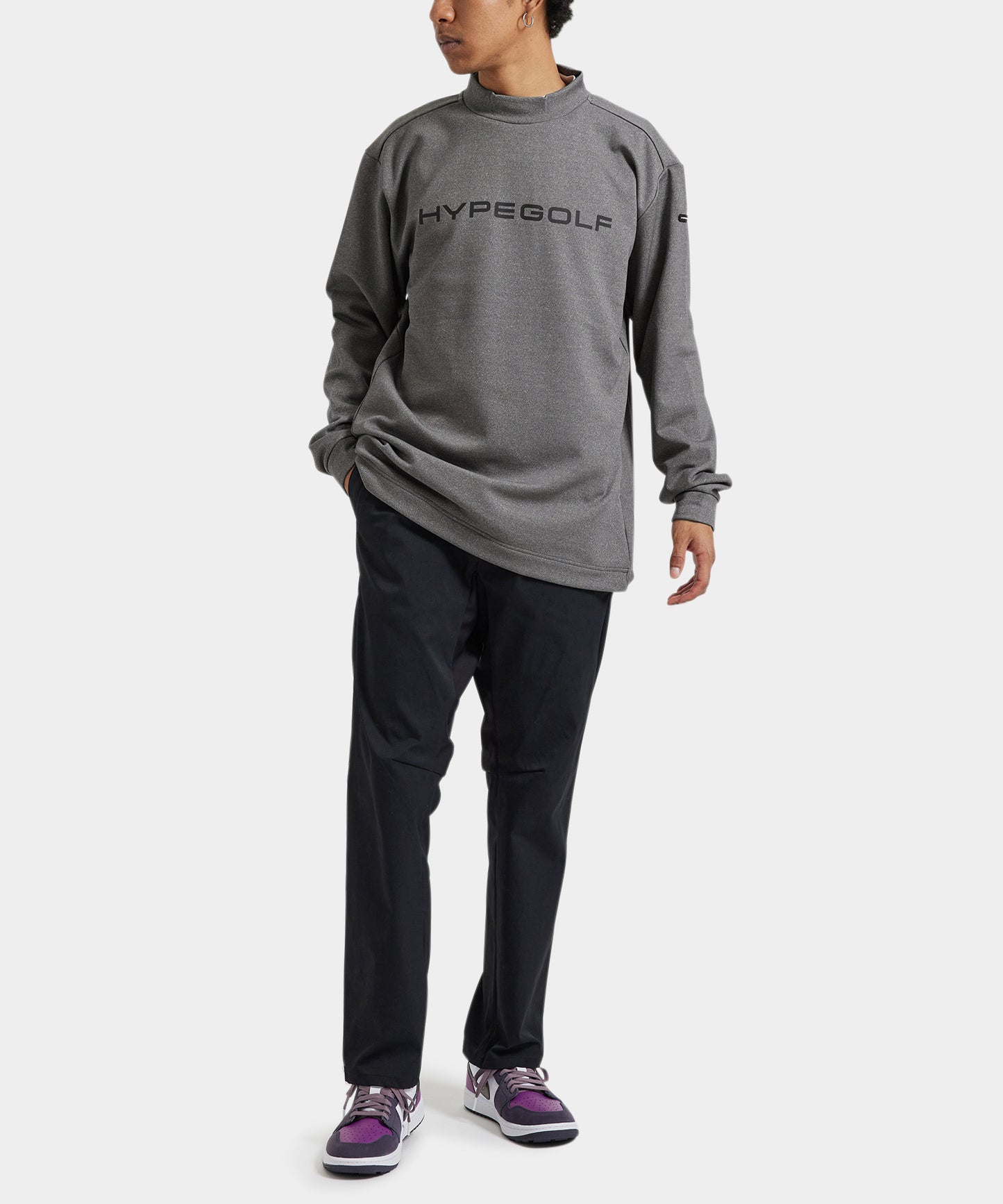 CORDURA FLEECE Logo motif mockneck long sleeve GRAY