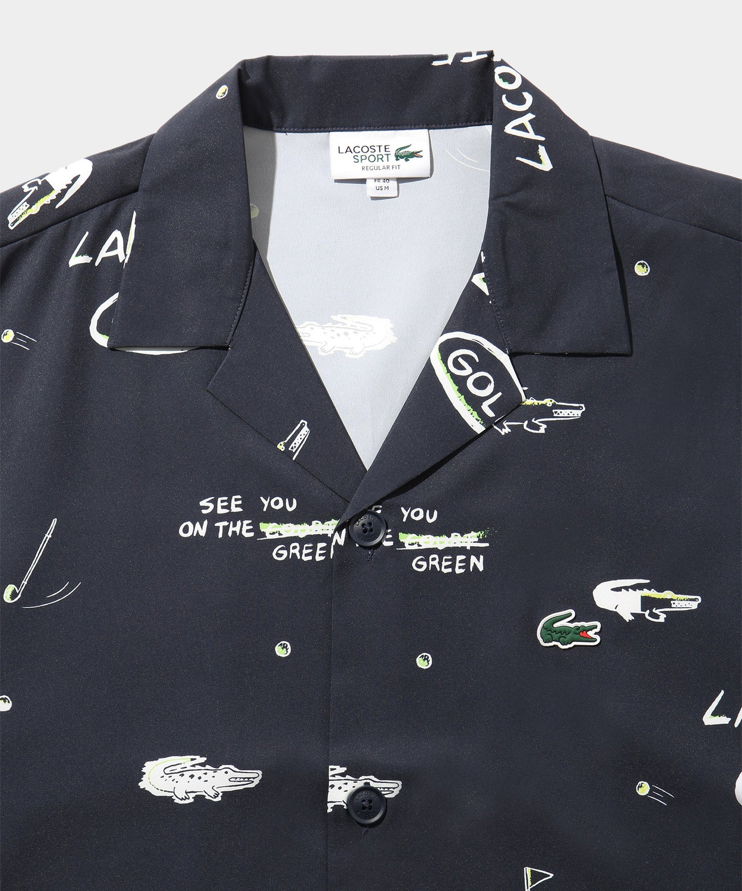 LACOSTE ウルトラドライオープンネック総柄シャツ CH7568