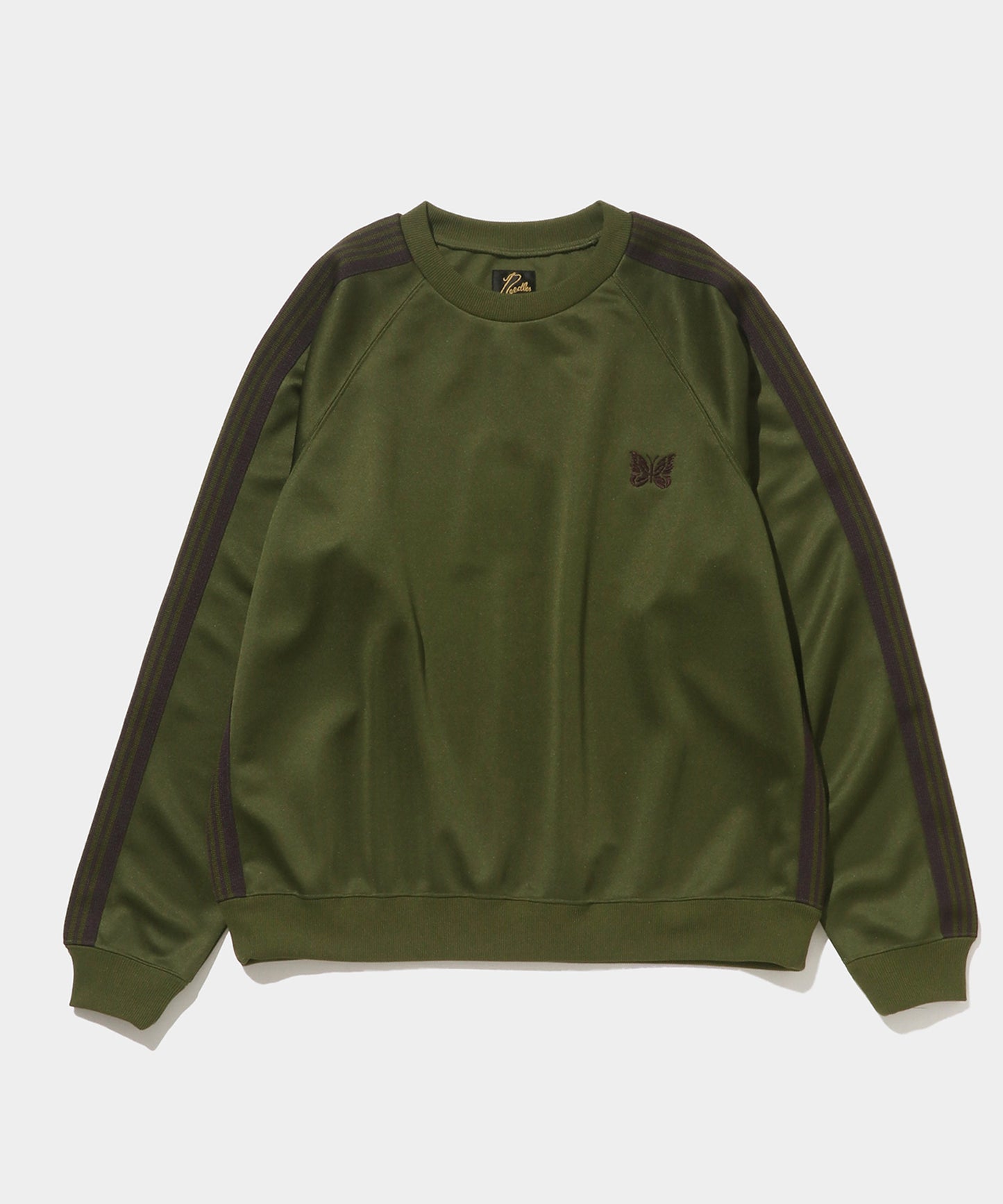 NEEDLES Track Crew Neck Shirt - Poly Smooth Olive