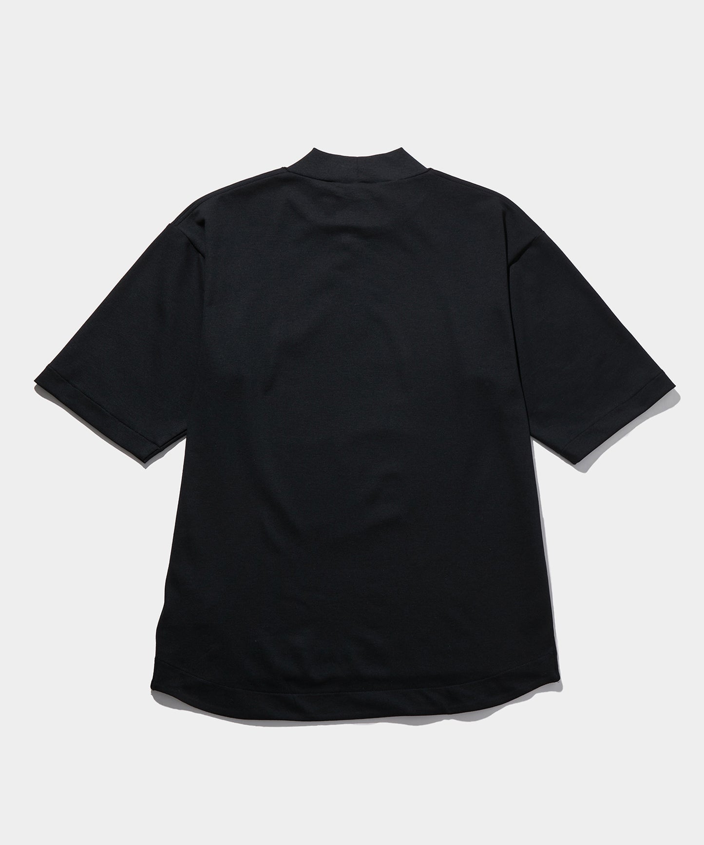 LACOSTE 5分袖モックネックサマーニットTシャツ BLACK