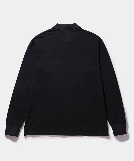 NEEDLES L/S Polo Shirt - Cotton Pique BLACK