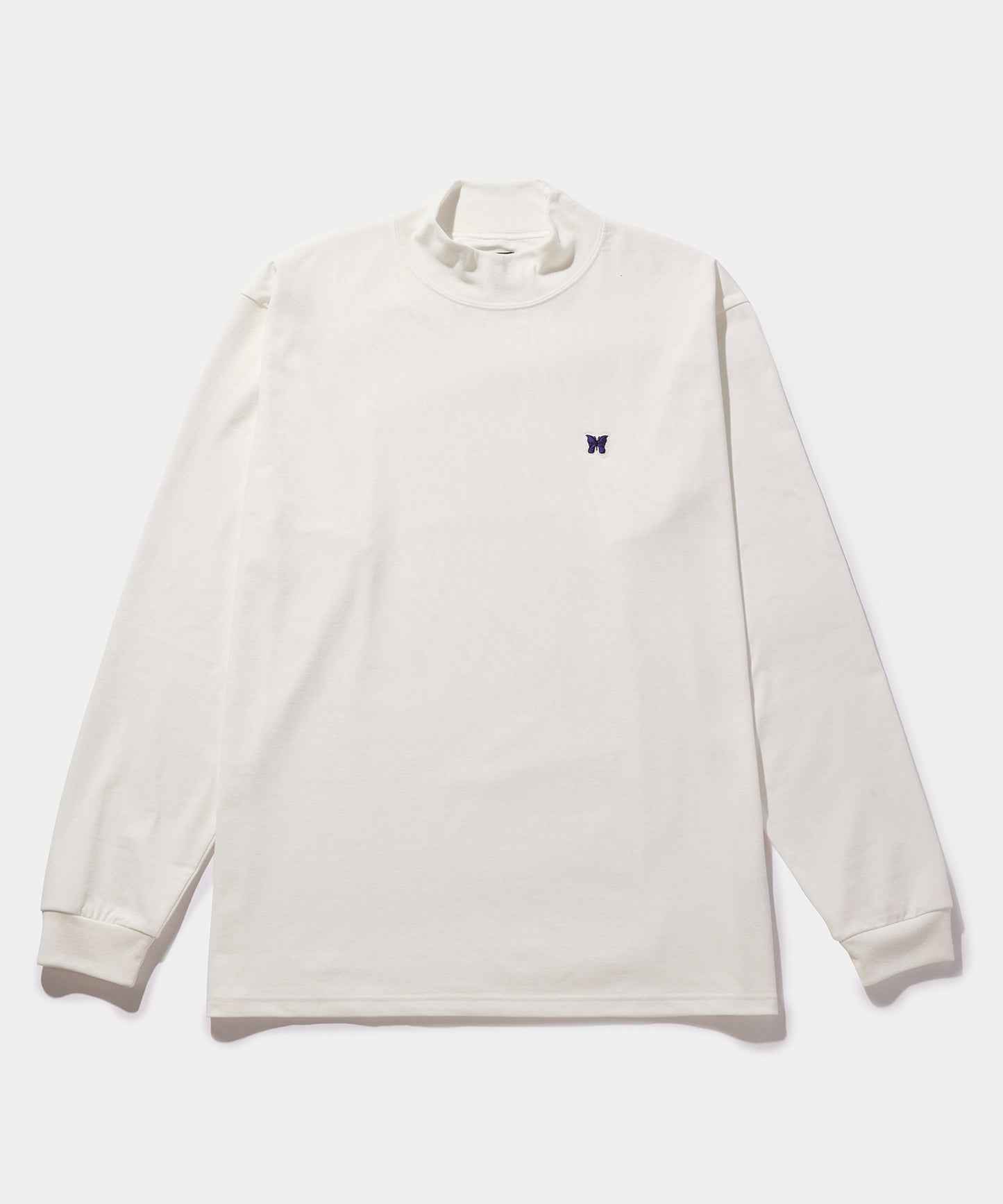 NEEDLES L/S Mock Neck Tee - Poly Jersey WHITE