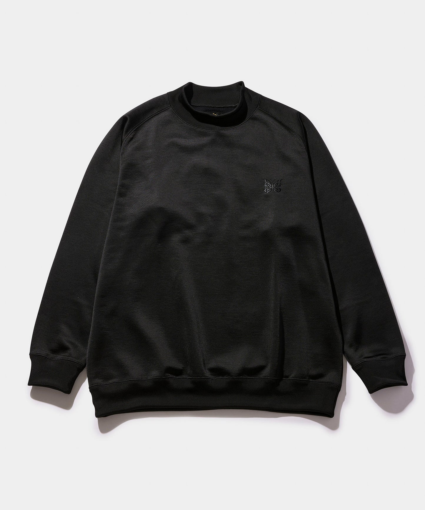 NEEDLES L/S Mock Neck Tee - C/PE Bright Jersey BLACK