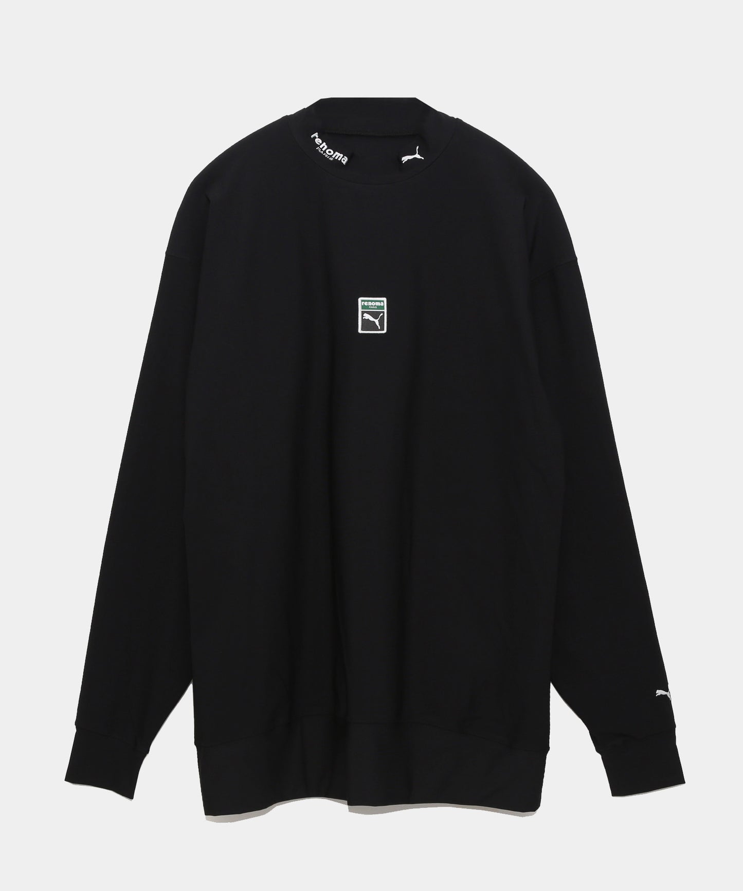 renoma golf x PUMA RXP バックプリント モックネックシャツ BLACK