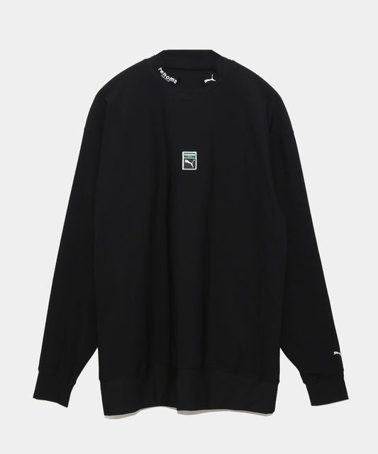 renoma golf x PUMA RXP バックプリント モックネックシャツ BLACK