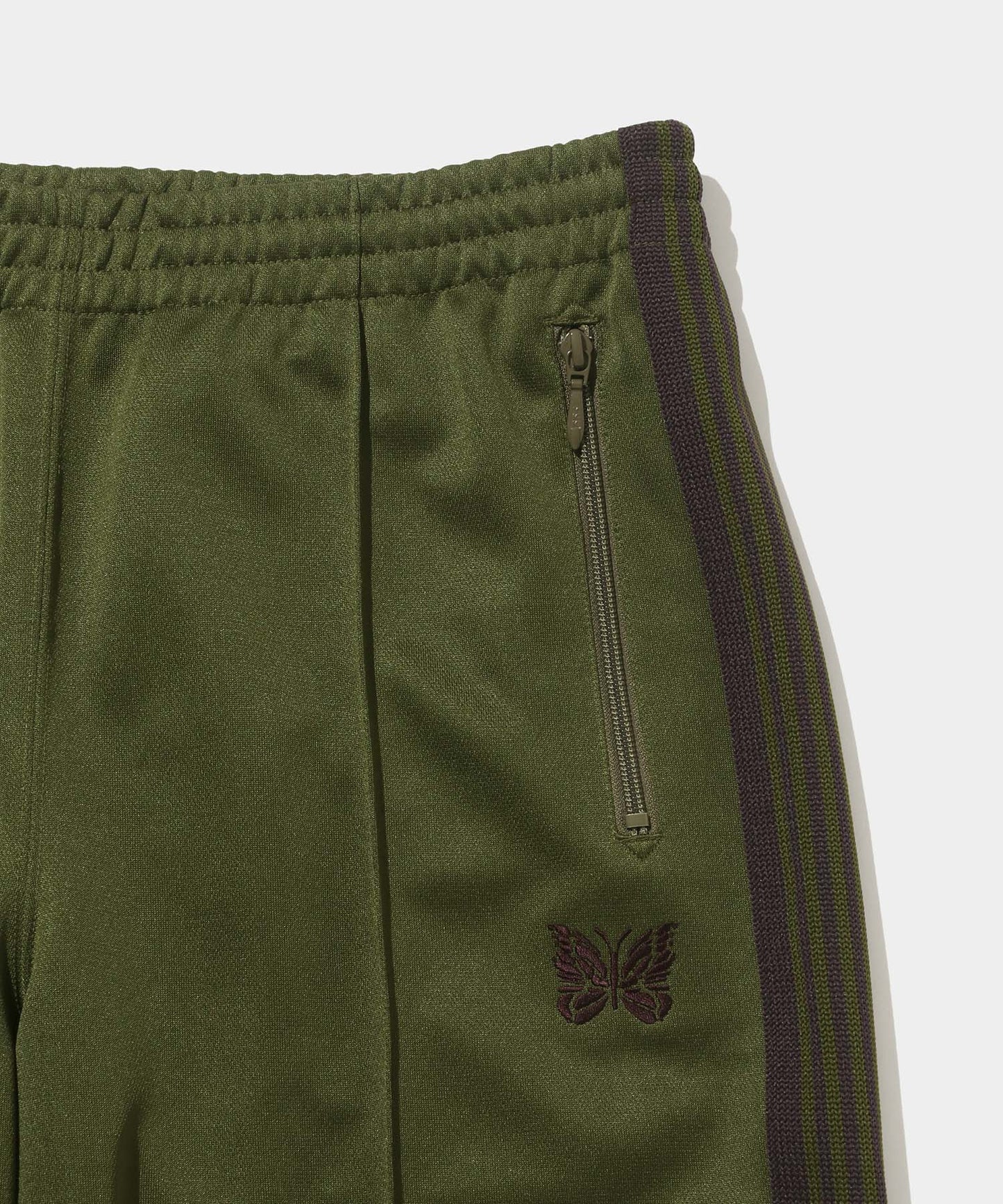 NEEDLES Zipped Track Pant - Poly Smooth Olive